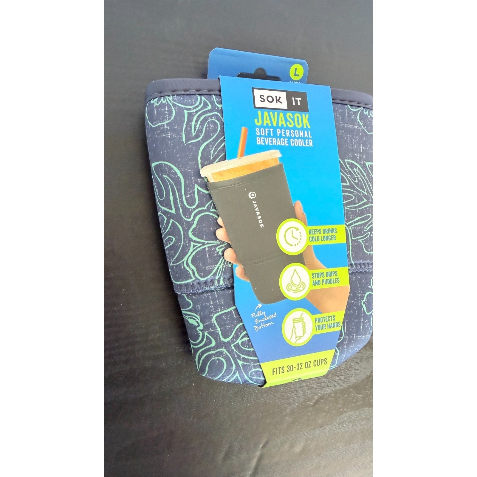 JavaSok "Monstera" Iced Coffee Sleeve - Large 30-32oz NWT