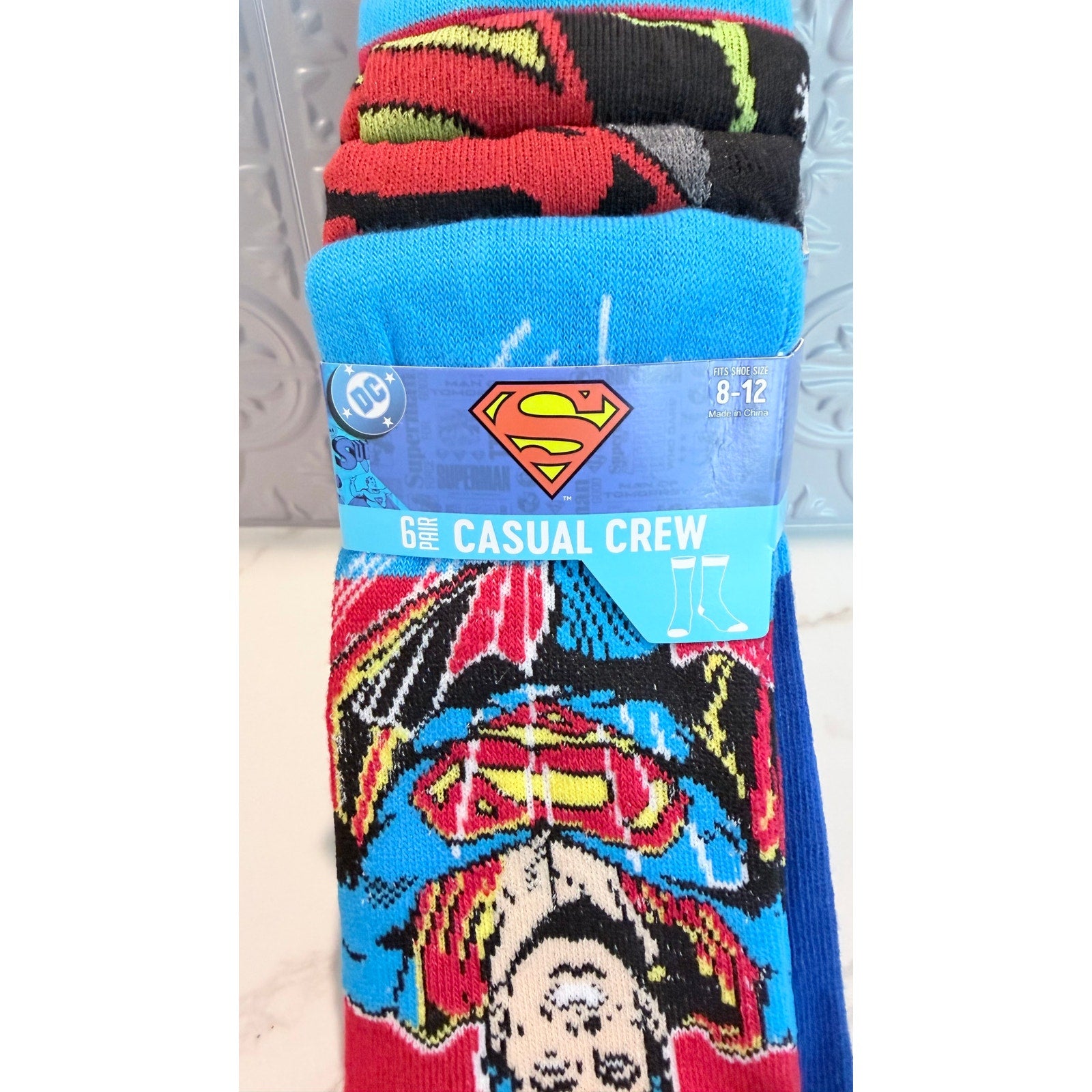 NEW Superman Casual Crew Socks - 6 Pair Pack
