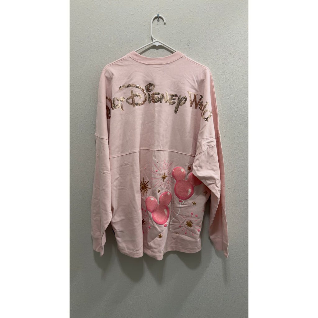 Disney Spirit Jersey Walt Disney World Balloons Rose Gold Sequins Large NWT