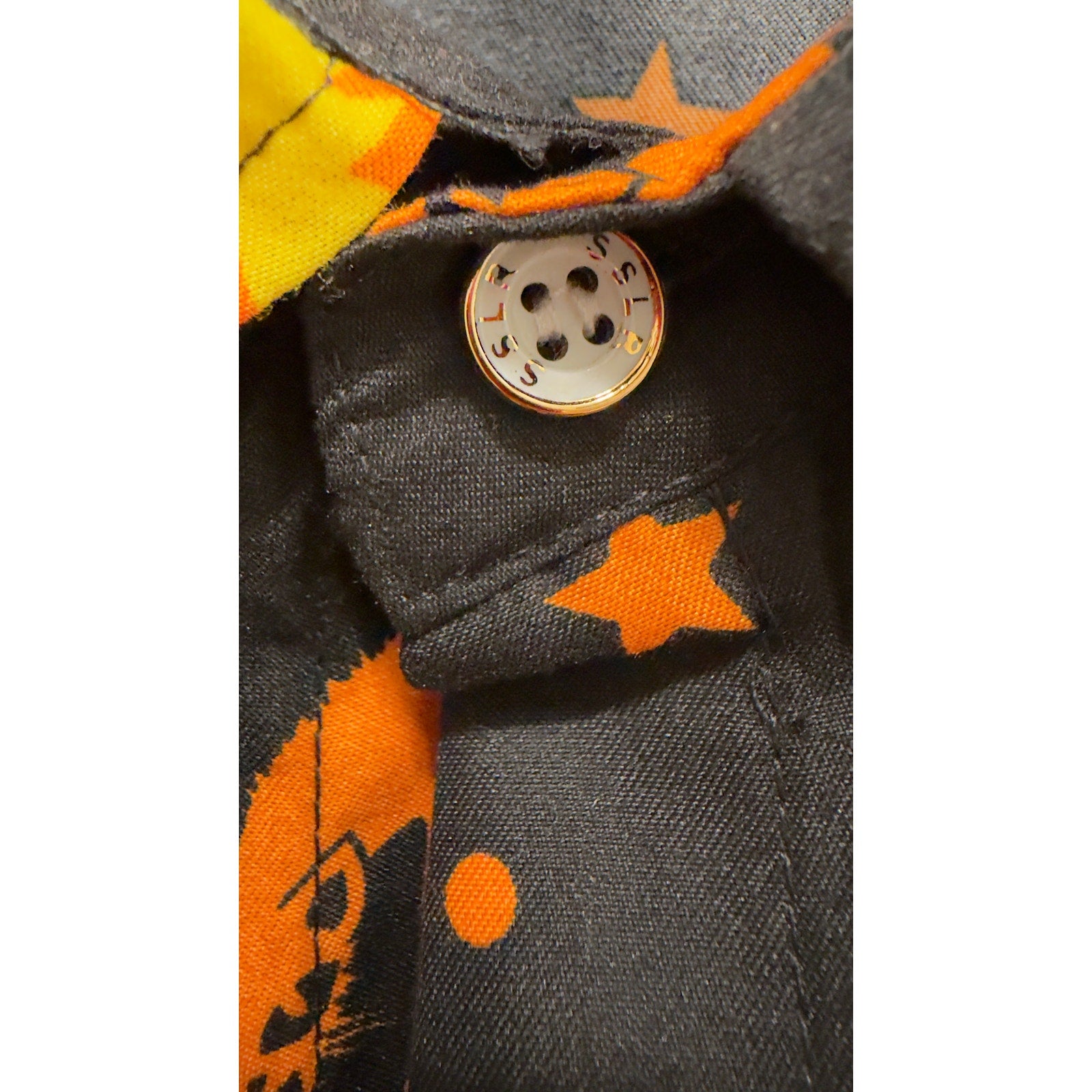 SSLR Men's Halloween Button-Down Shirt Witches Pumpkins Cats Short Sleeve Large