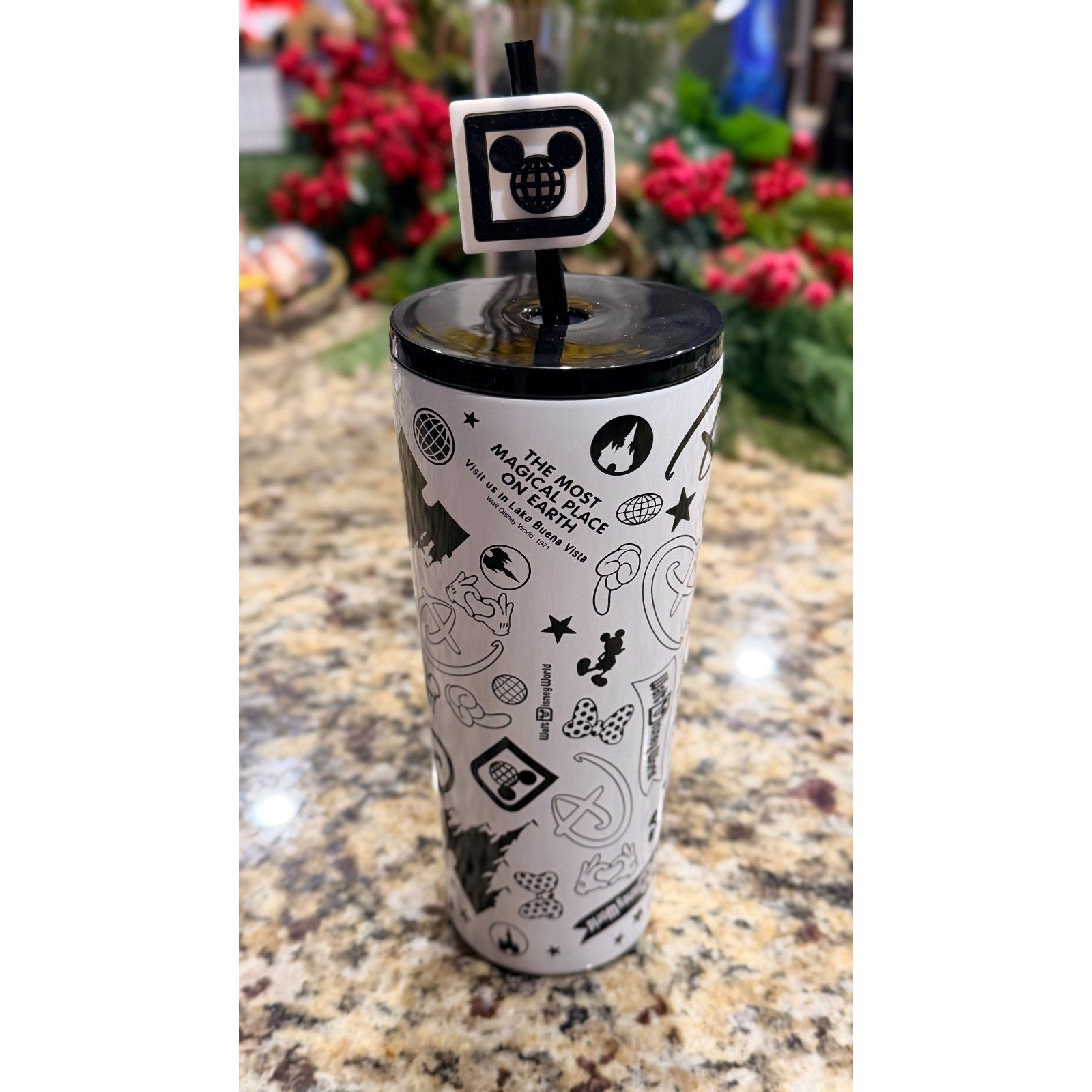 NEW Disney Parks Walt Disney World Black & White 24oz Tumbler