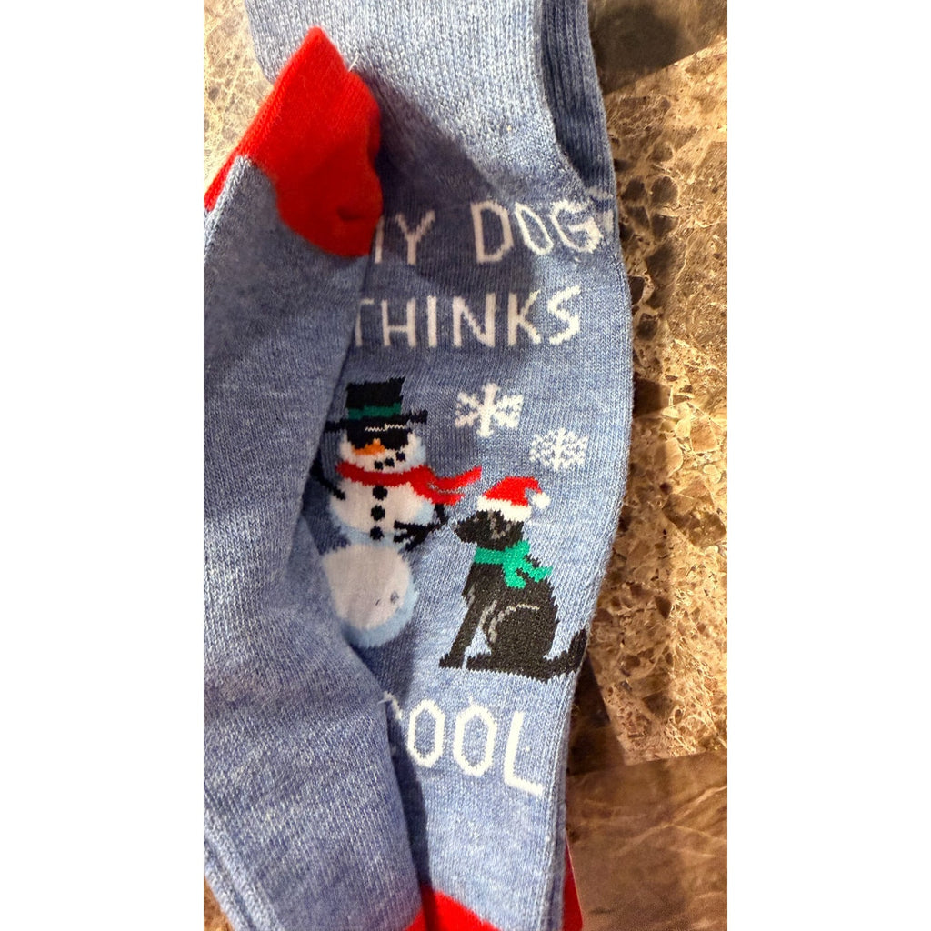 NWT Christmas "My Dog Thinks I’m Cool" Snowman Socks Adult Size 8-12