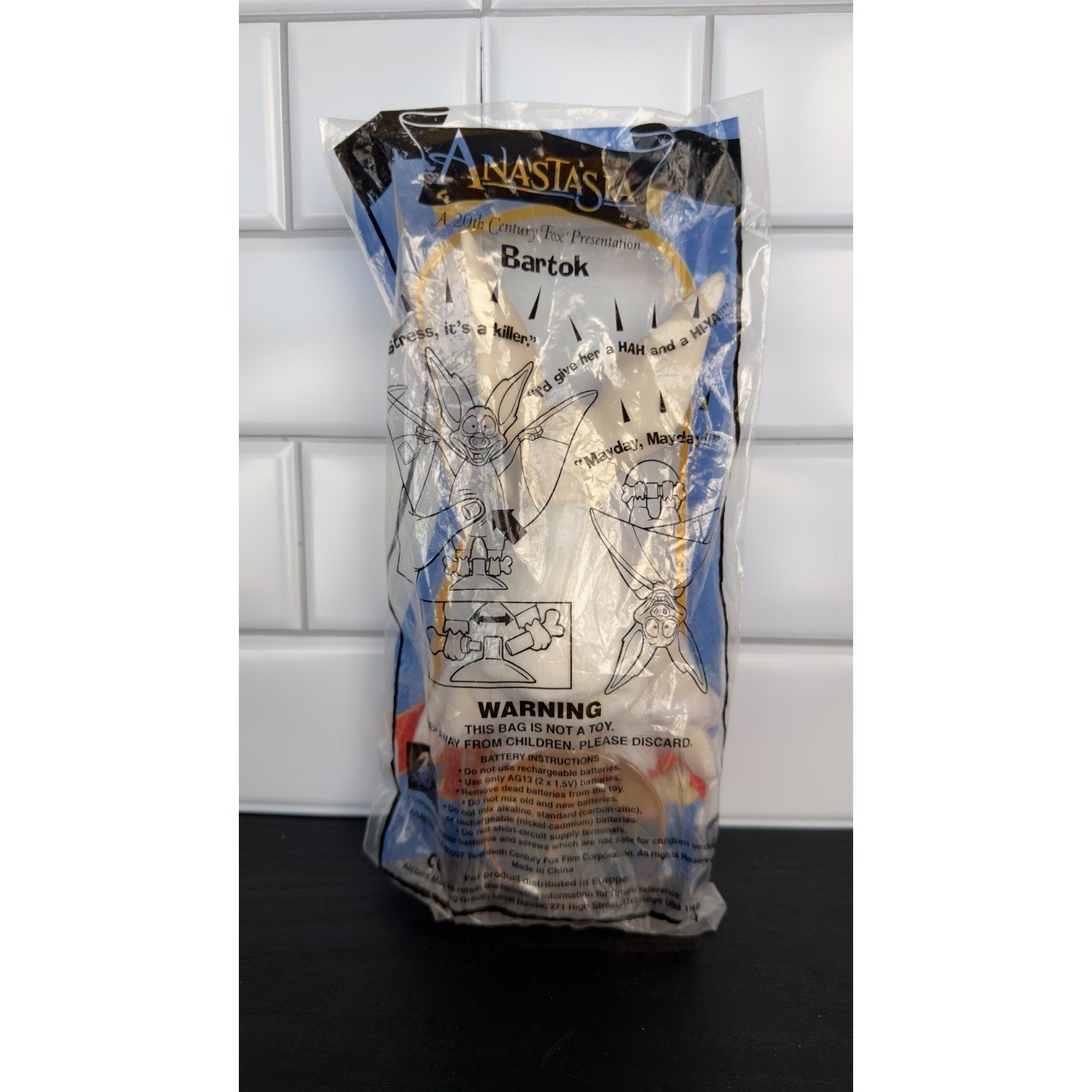 Vintage 1997 Burger King Anastasia "Bartok" Toy - New In Package