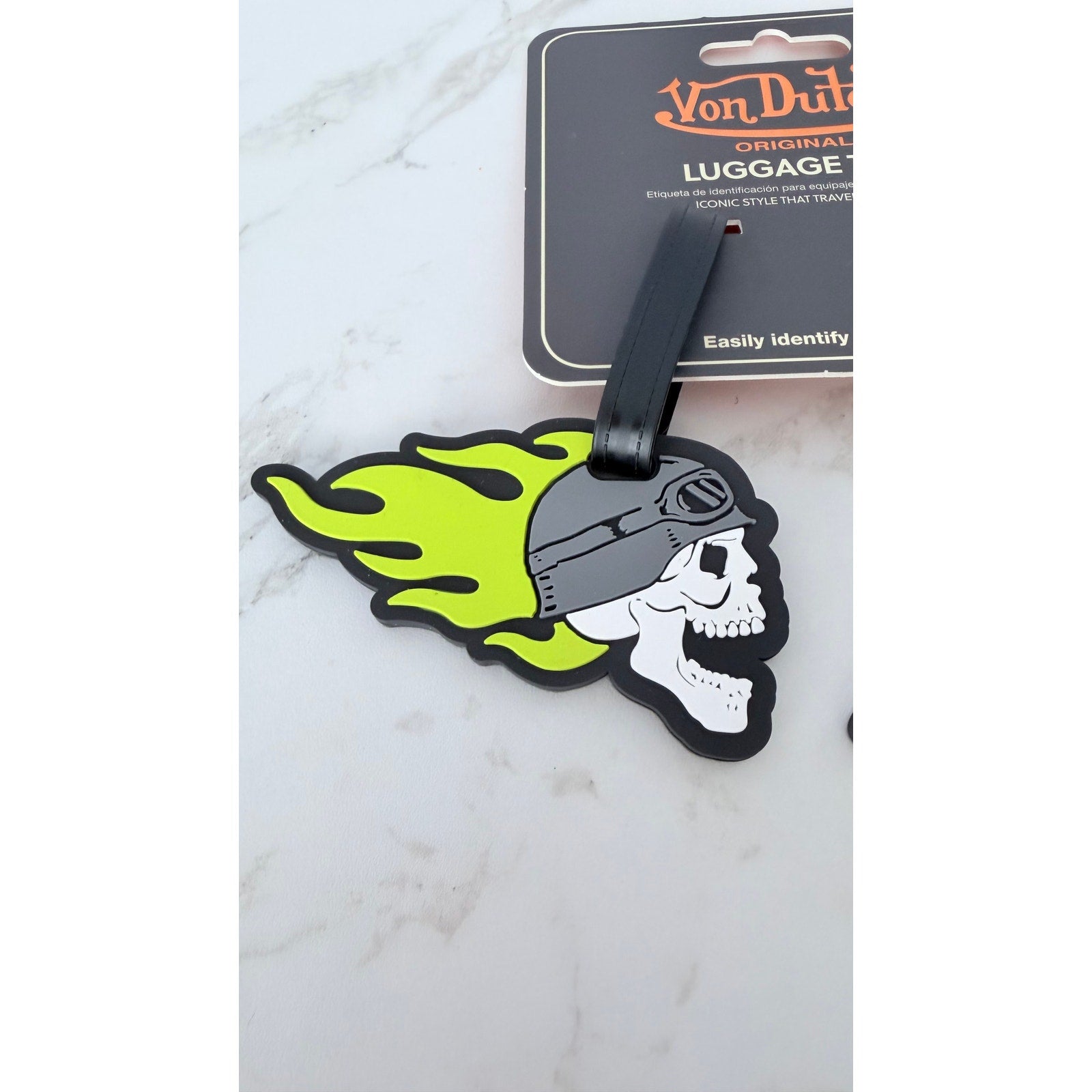Von Dutch Originals Luggage Tag Set - Skull & Flames (2-Pack) NEW