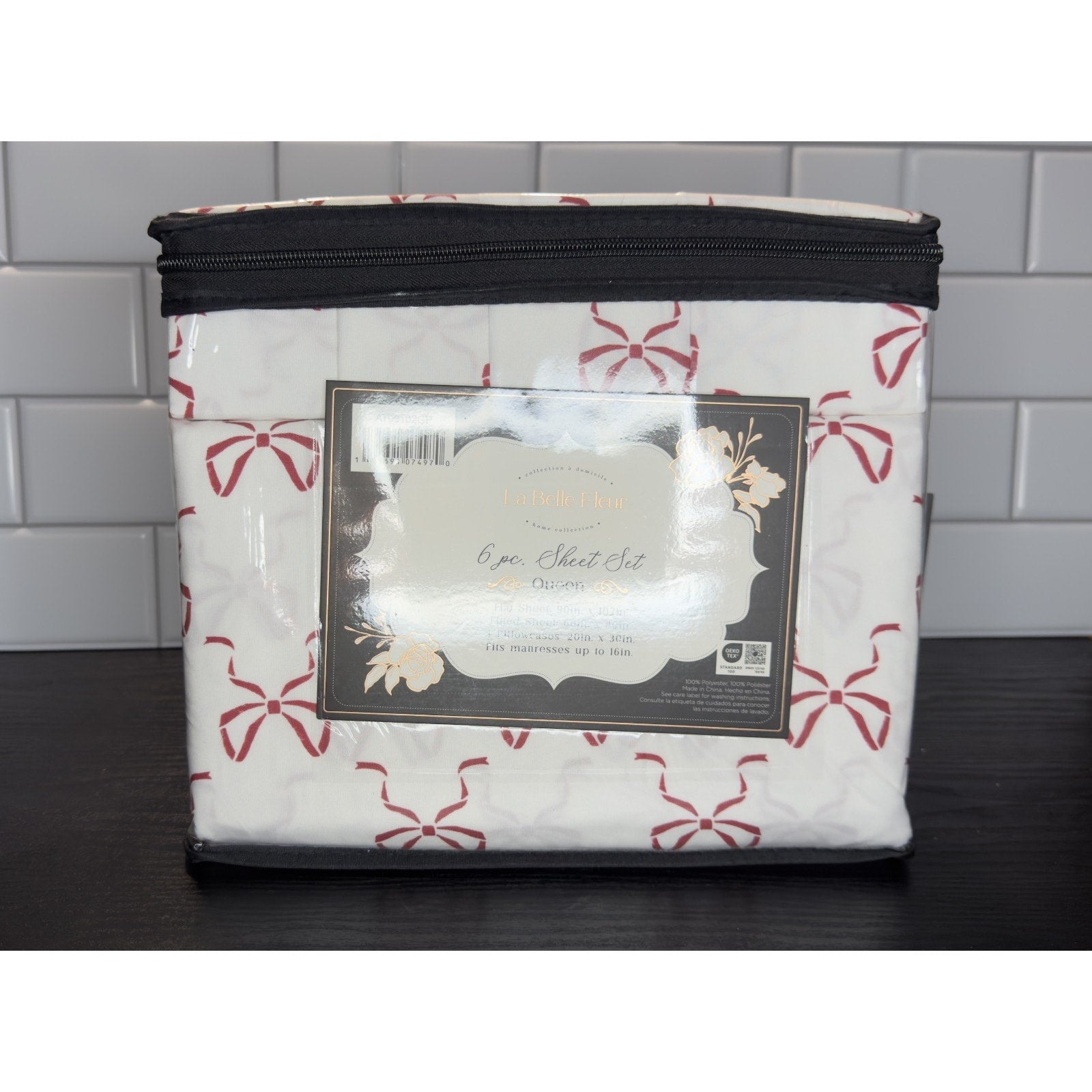 La Belle Fleur Queen Sheet Set — Red & White Bows