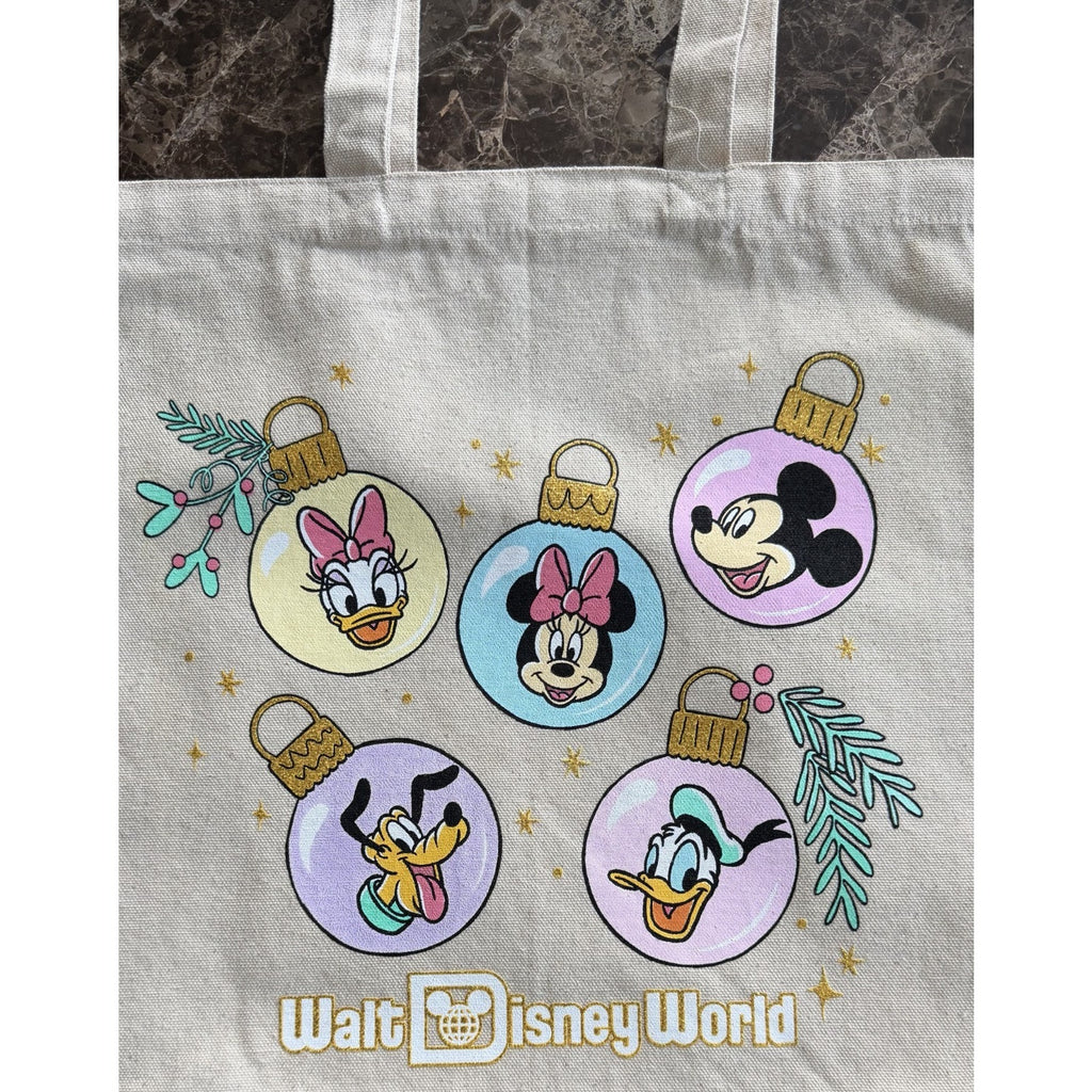 Disney Parks Bag Tote 2025 WDW Christmas Mickey & Friends Ornaments Canvas NWT
