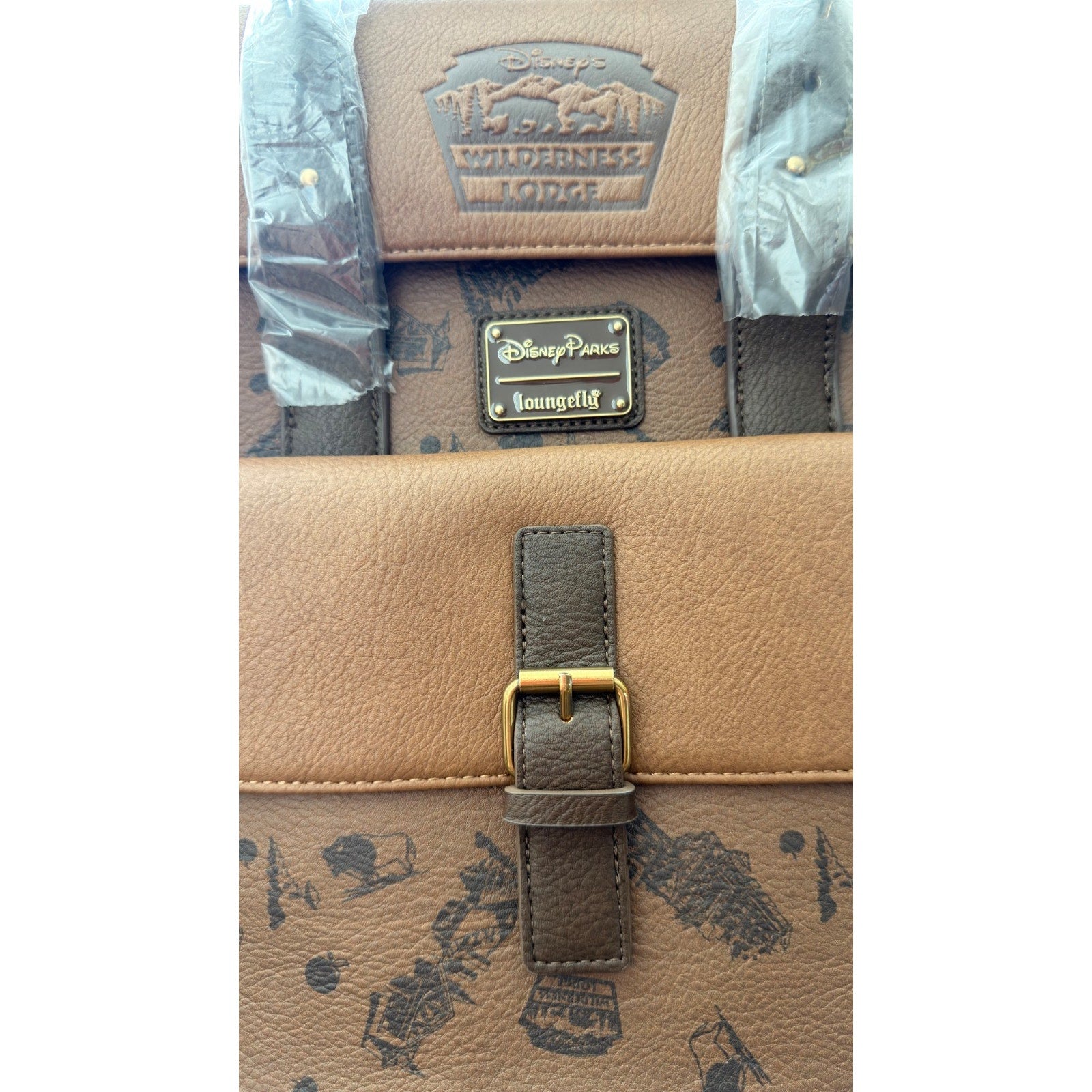 Disney Parks x Loungefly Wilderness Lodge Resort Embossed Backpack & Ear Set NEW