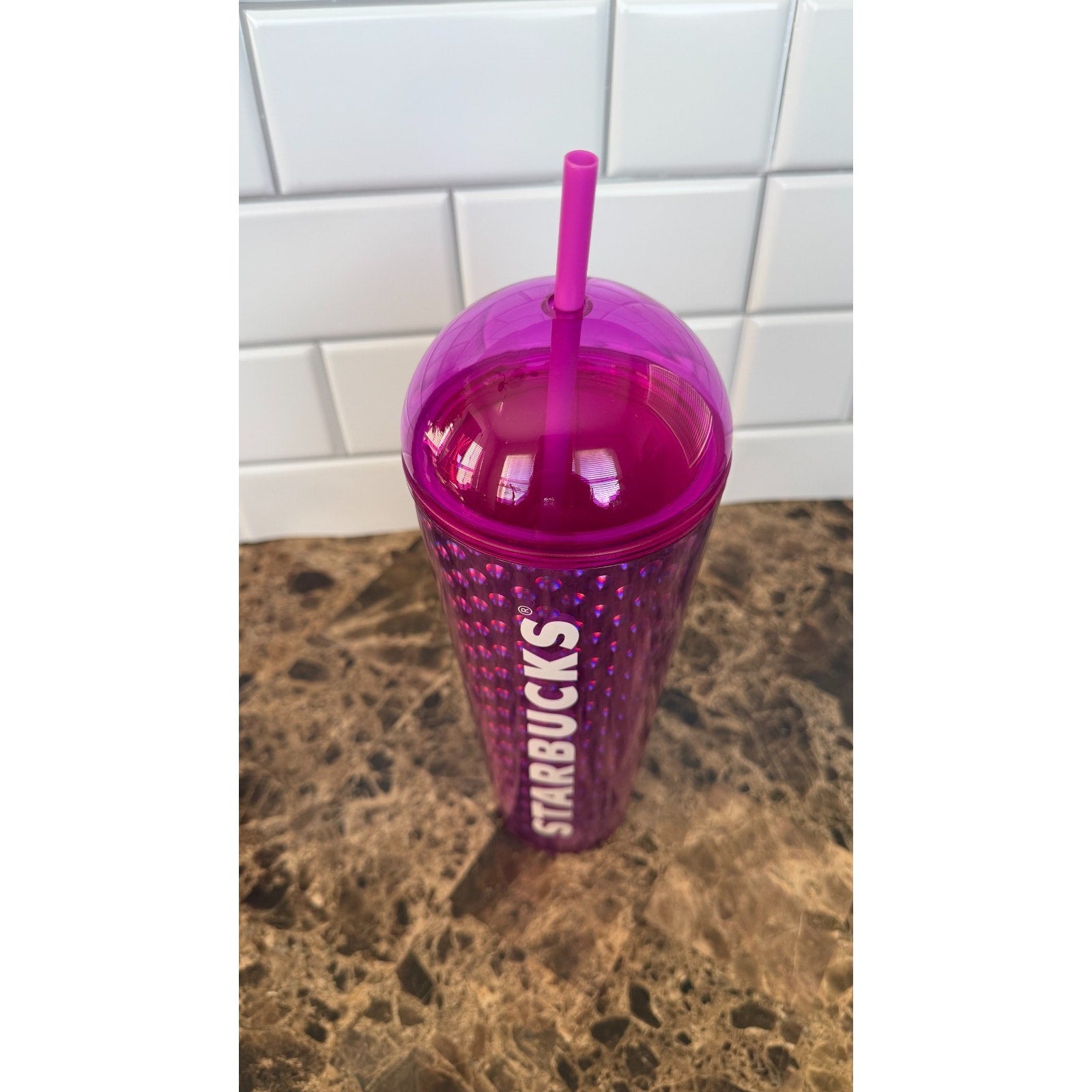 Starbucks Summer 2024 Purple Holographic Dots Dome Lid Tumbler 24oz NEW