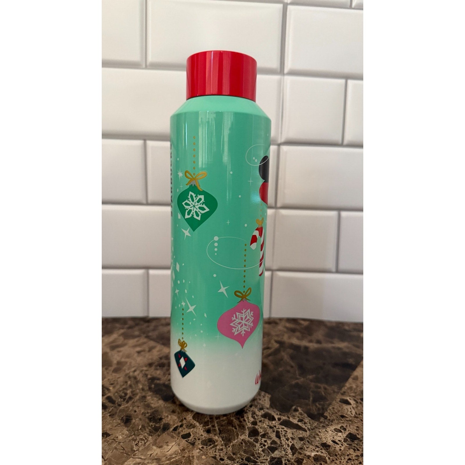Disney Parks x Starbucks Mickey Holiday Ornaments Water Bottle - NEW