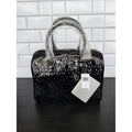 Disney Parks Black Embossed Mickey Mouse Medium Handbag Gold Hardware NWT