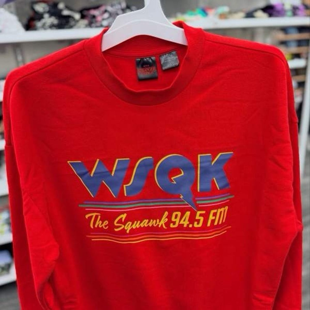 NWT Stranger Things WSQK "The Squawk" 94.5 FM Sweatshirt Red Large