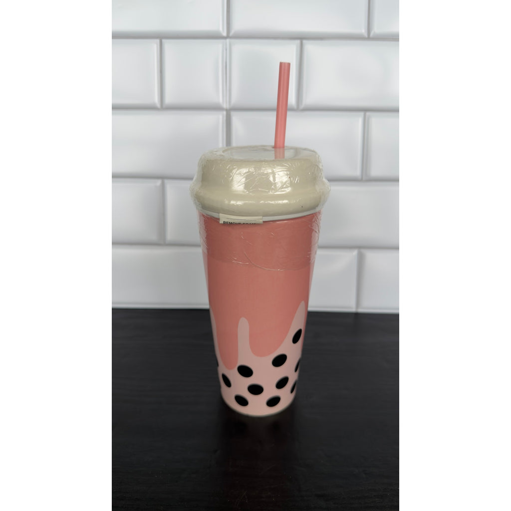 Cerra Ceramic Pink Boba Tea Decorative Cup