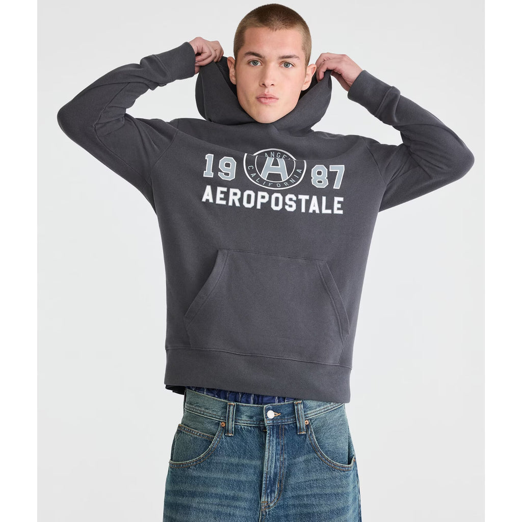 NEW Aeropostale 1987 Pullover Hoodie - Magnet Gray - Men's Large