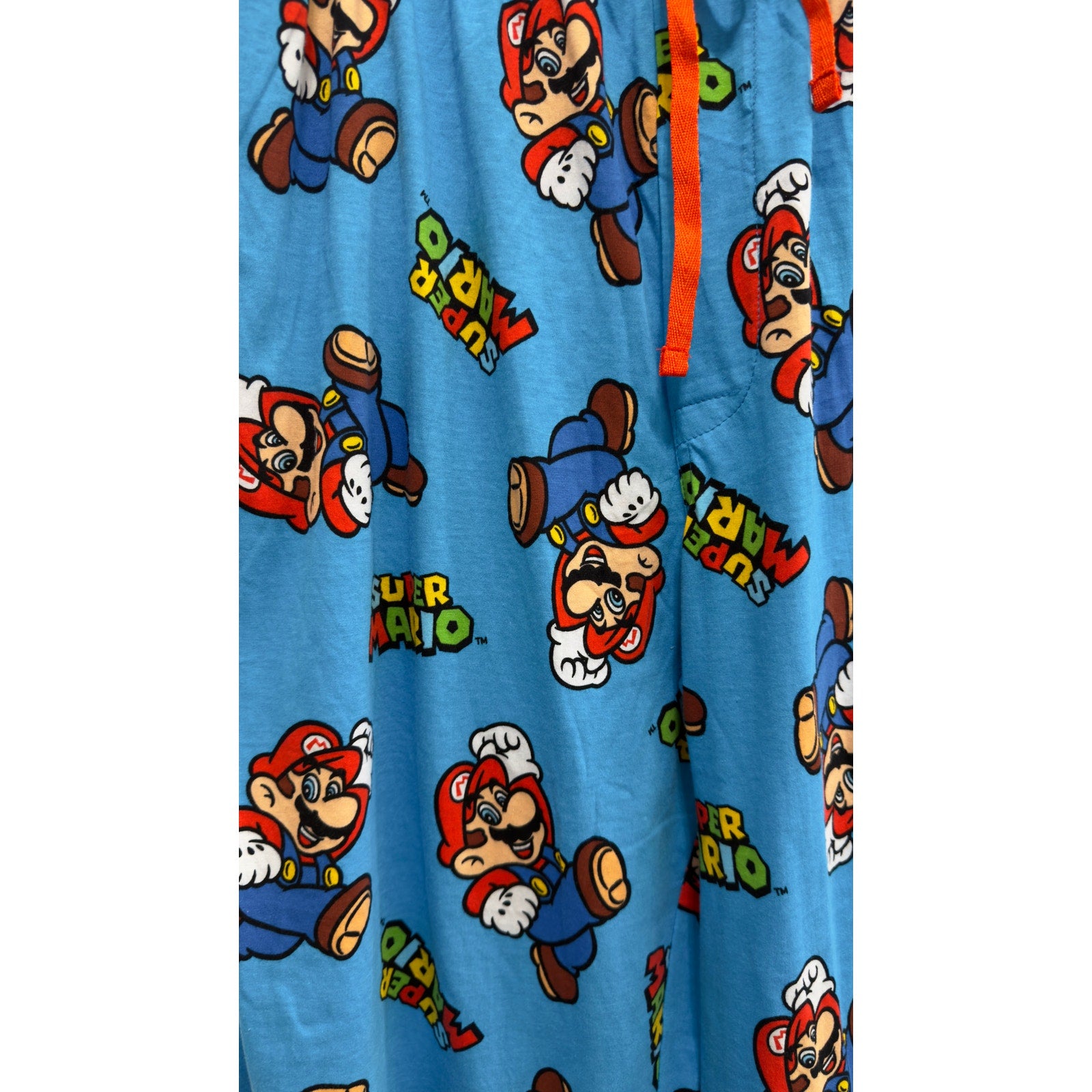 NWT Super Mario Men's Pajama Pants Blue Cotton Size Large