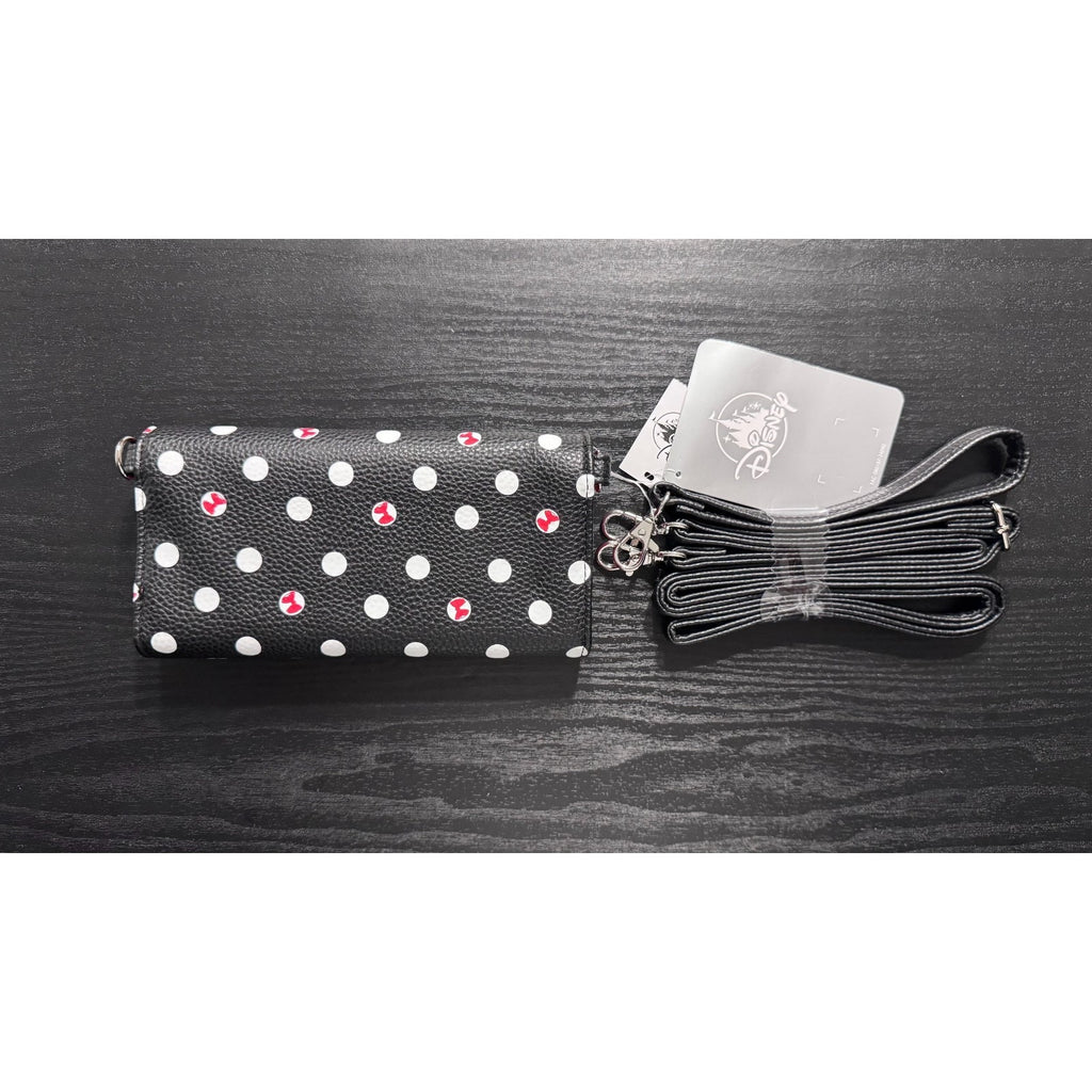 Disney Parks Minnie Mouse Polka Dots Black & White Crossbody Wallet NWT
