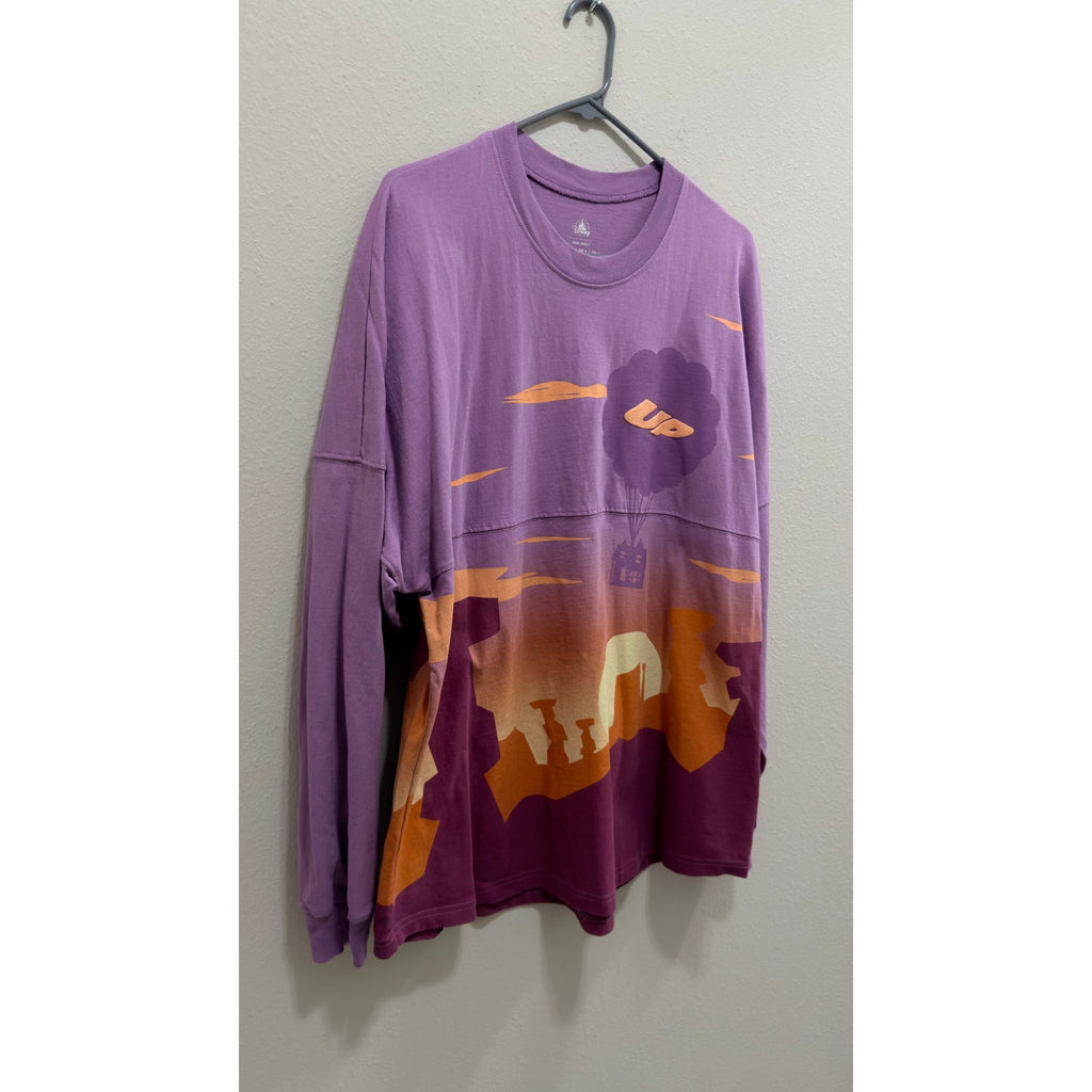 Disney Parks Pixar Up Paradise Falls Sunset Spirit Jersey Large Purple NWT
