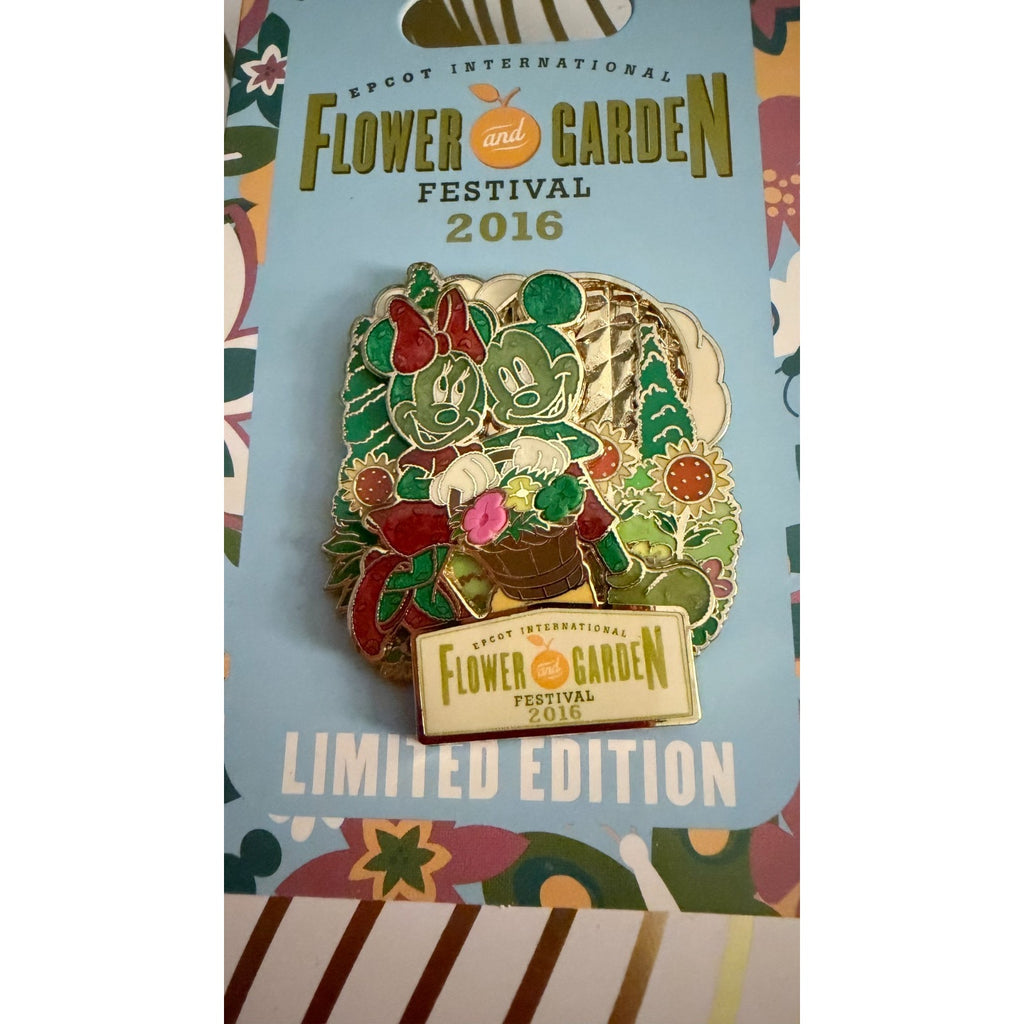 Disney Parks Disney 2016 EPCOT Flower & Garden Mickey & Minnie Topiary Pin