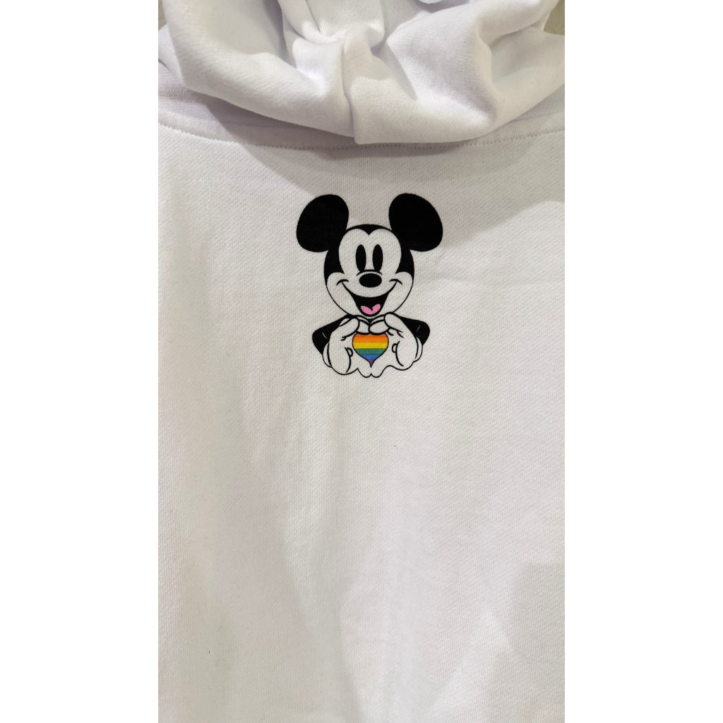 NWT Disney Parks Adult Large Pride Collection Mickey Mouse White Pullover Hoodie