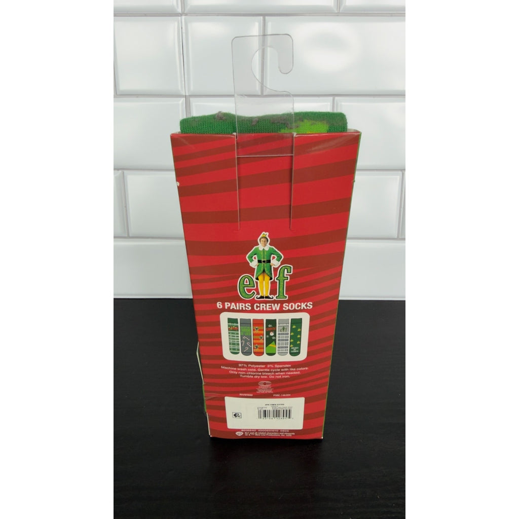 Elf Buddy The Elf Men's Crew Socks (6-Pack) Size 8-12 NEW