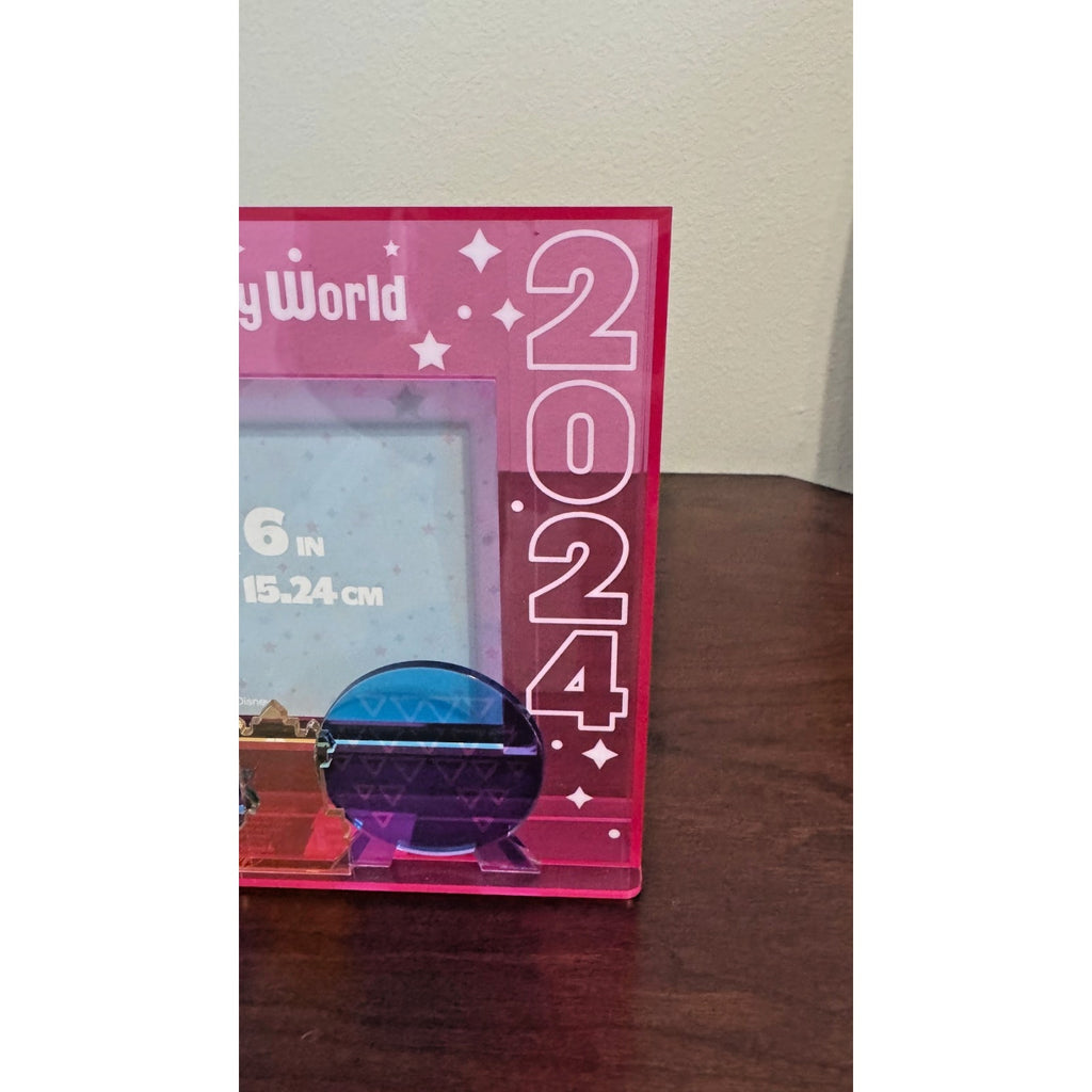 Disney Parks Walt Disney World 2024 Pink Acrylic 4 Parks Photo Frame 4x6 NWT