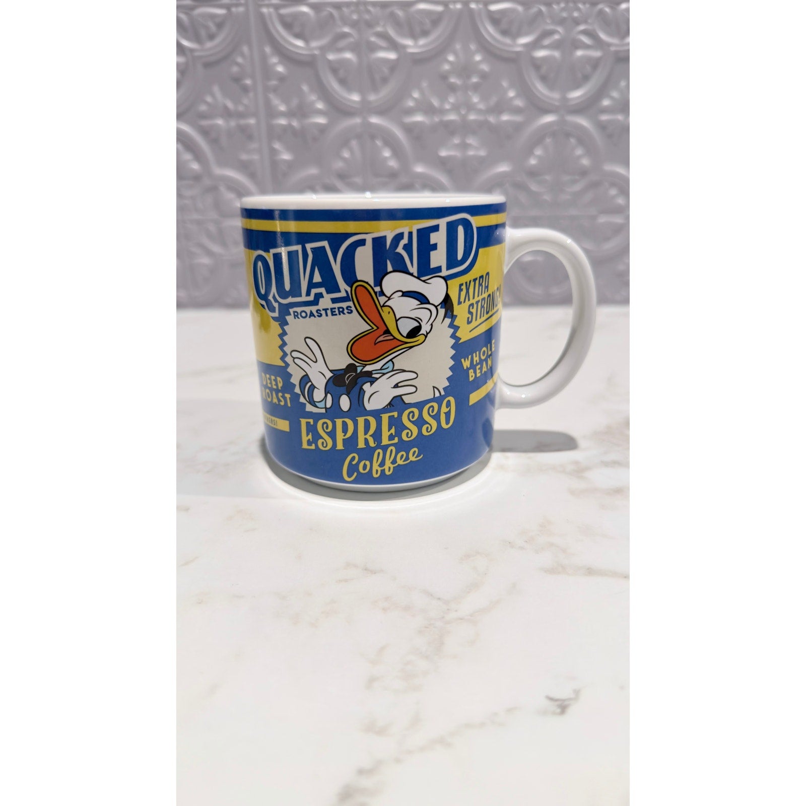 Disney Parks Donald Duck Quacked Roasters Espresso Ceramic Coffee Mug 17 oz NEW