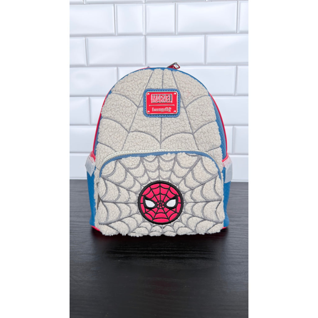 Disney Parks x Loungefly Marvel Spider-Man Faux-Fur Sherpa Mini Backpack NWT