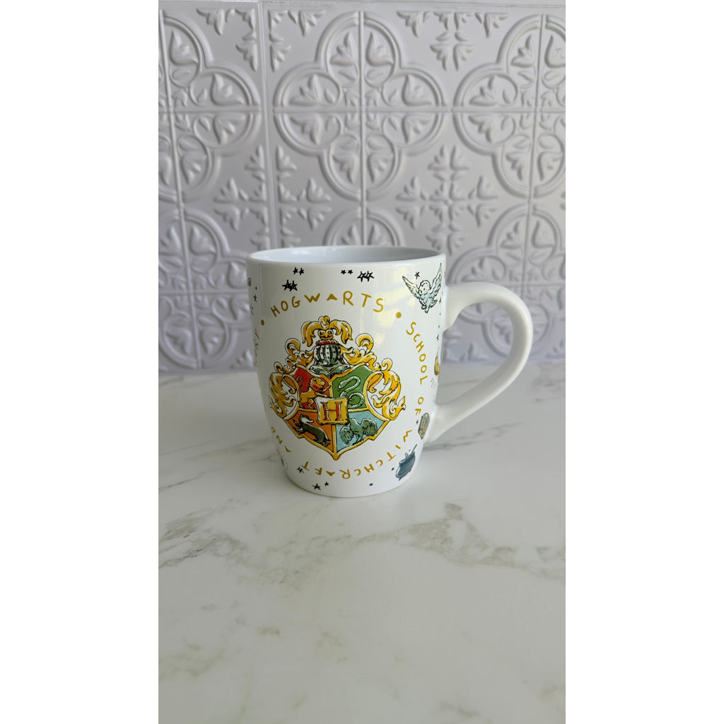 Harry Potter Hogwarts Crest Ceramic Coffee Mug 25oz Silver Buffalo New