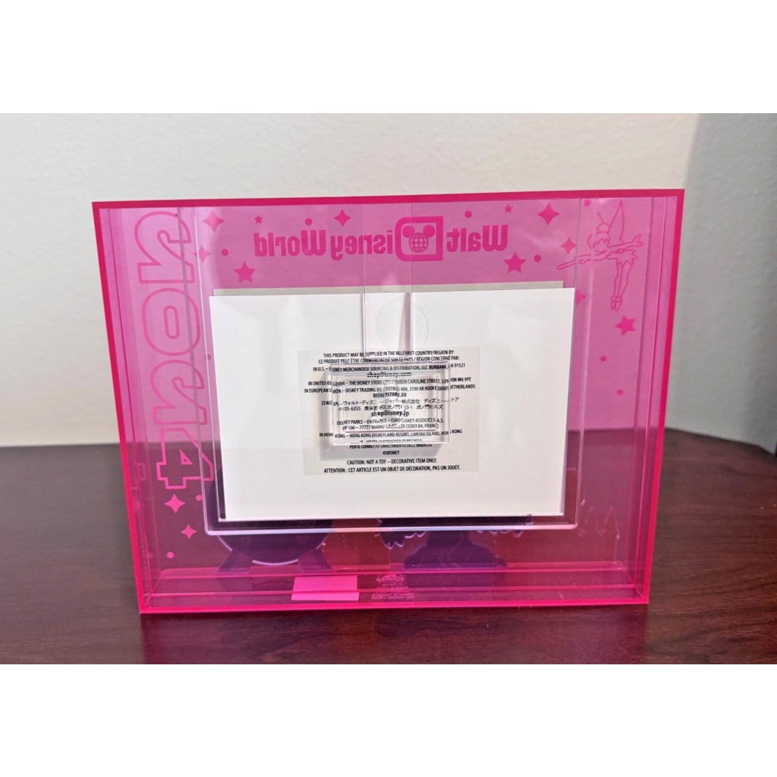 Disney Parks Walt Disney World 2024 Pink Acrylic 4 Parks Photo Frame 4x6 NWT
