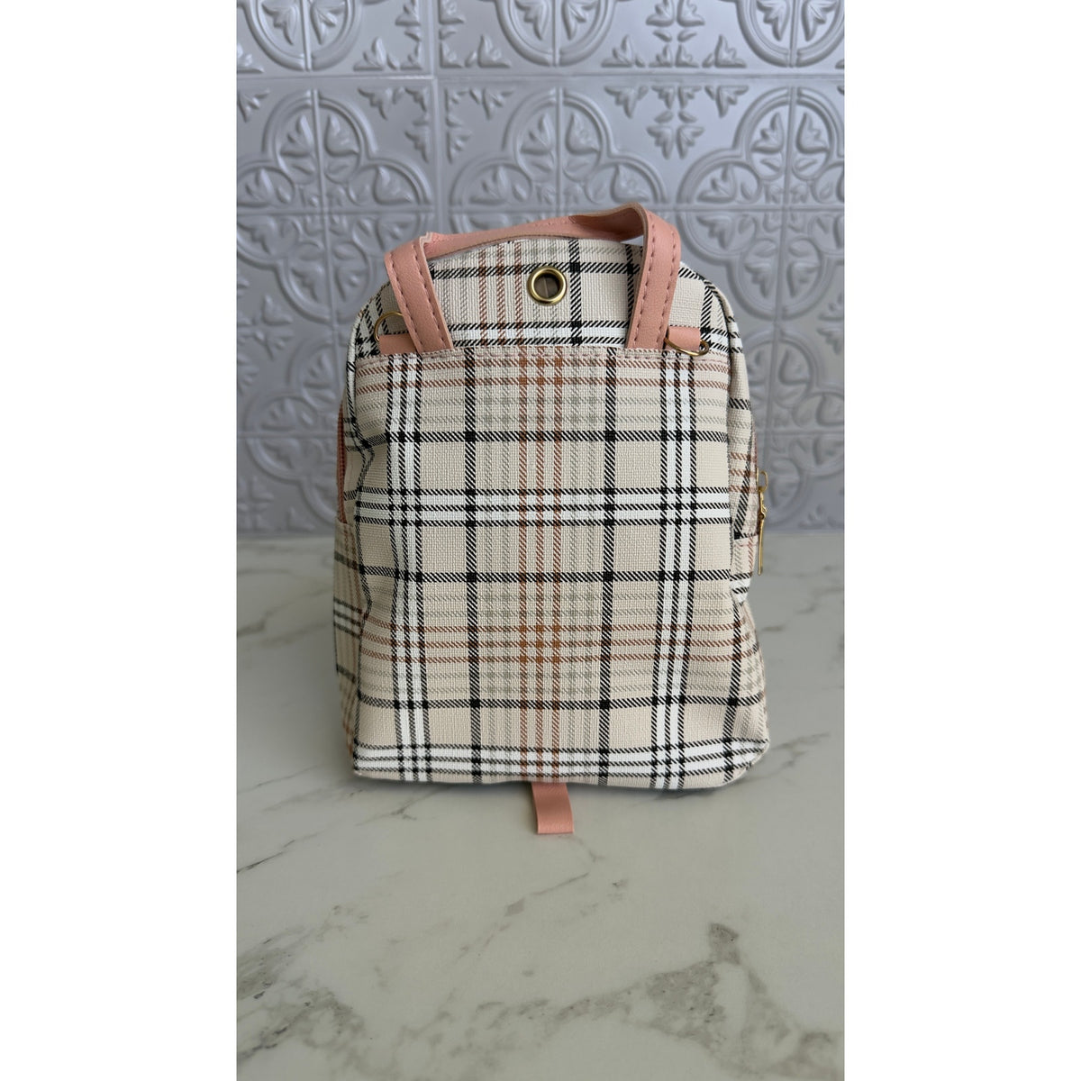 Sanrio Hello Kitty Plaid Mini Backpack Pink Crossbody Shoulder Bag NEW