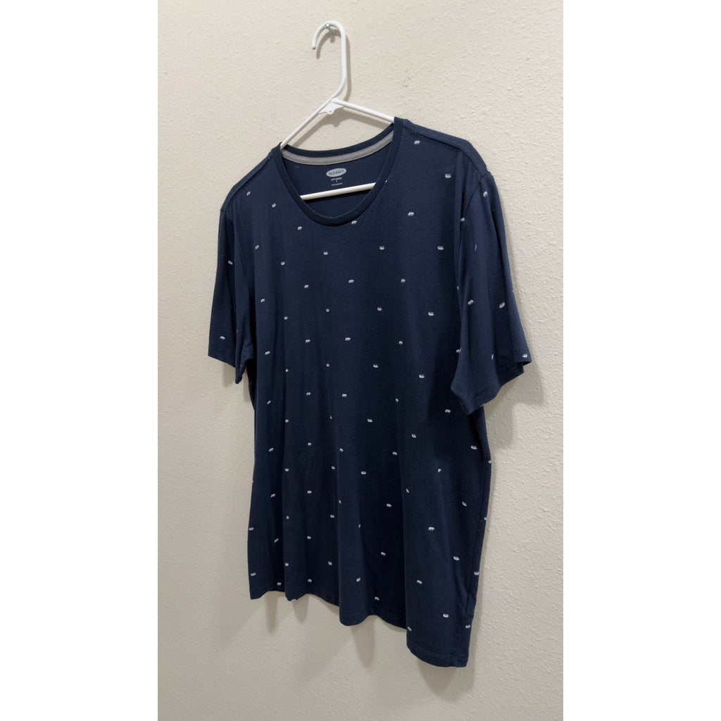 Old Navy Men's Navy Blue Grizzly Bear Mini Print Soft Washed T-Shirt Size Large
