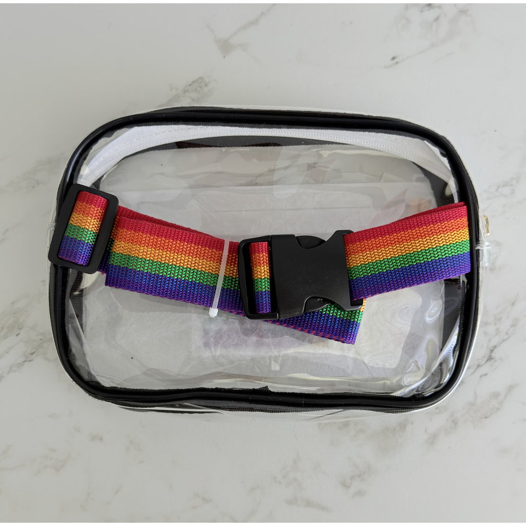 Celebrate It Pride Progress Flag Clear Vinyl Belt Bag Fanny Pack NWT