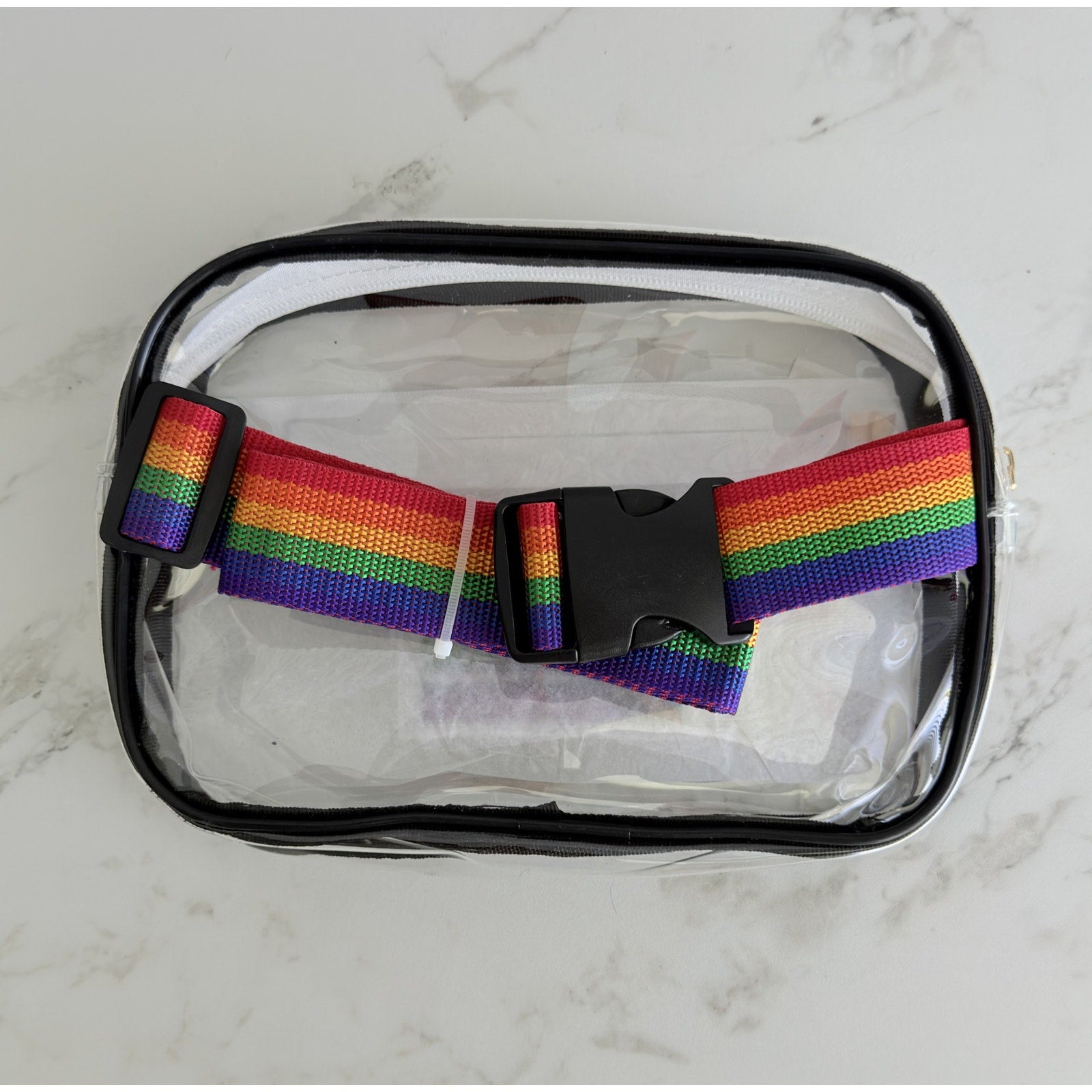 Celebrate It Pride Progress Flag Clear Vinyl Belt Bag Fanny Pack NWT