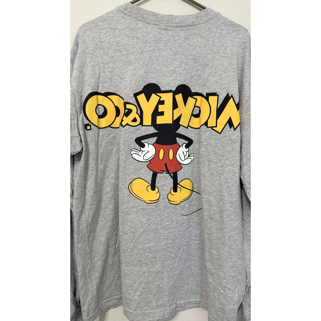 NWT Disney Mickey & Co. Double-Sided Graphic Long-Sleeve Gray Shirt - Large