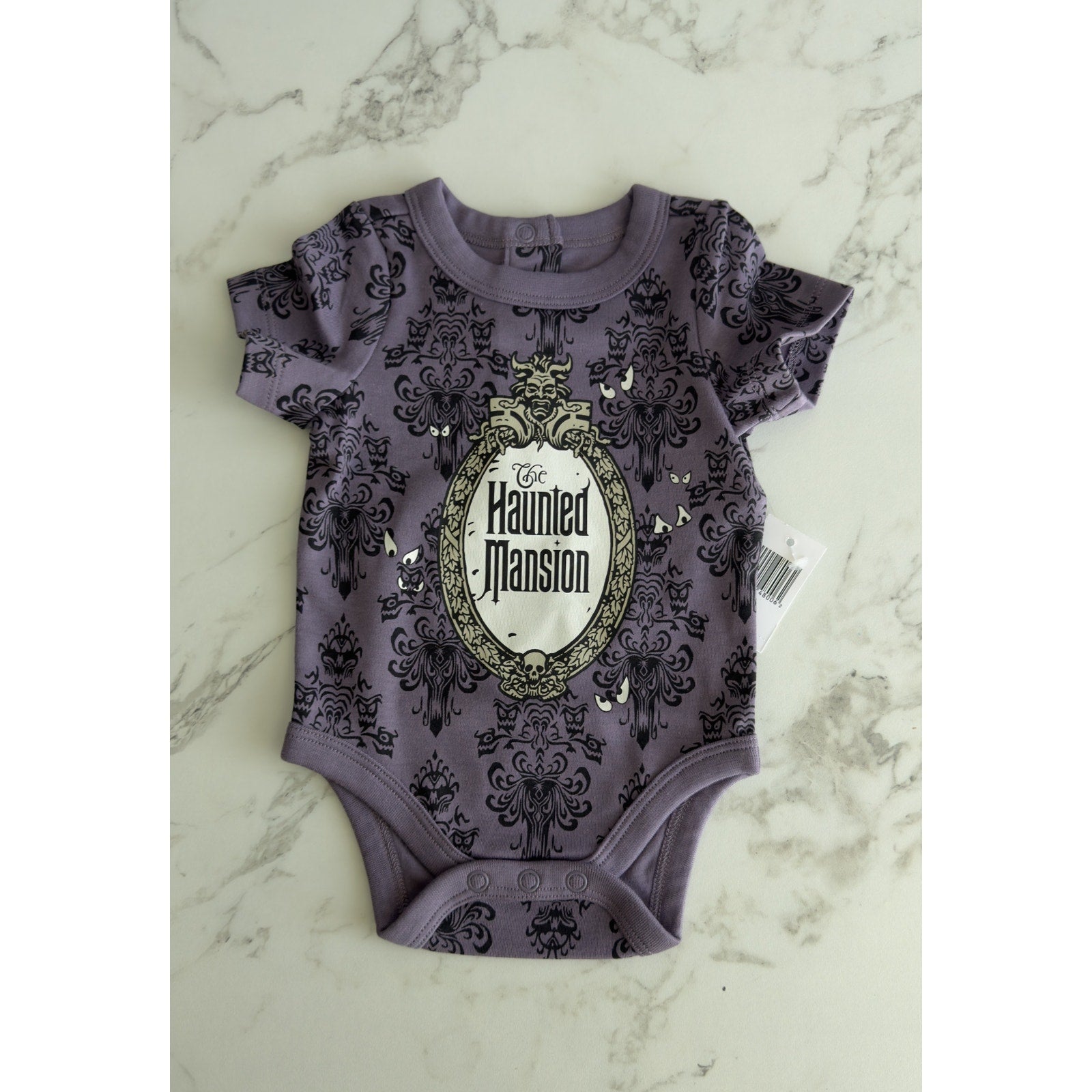 Disney Parks The Haunted Mansion Wallpaper Baby Onesie Bodysuit 0-3 Months NWT
