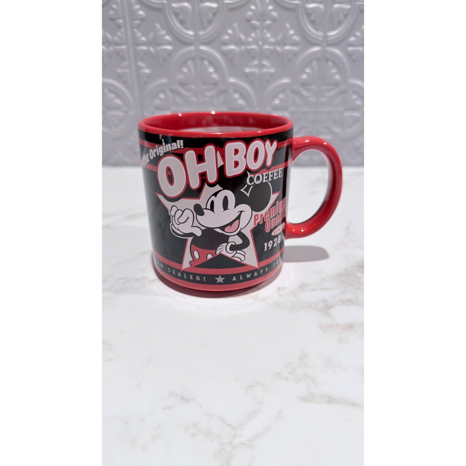 Disney Parks Mickey Mouse Oh Boy Coffee Mug 17 oz NEW