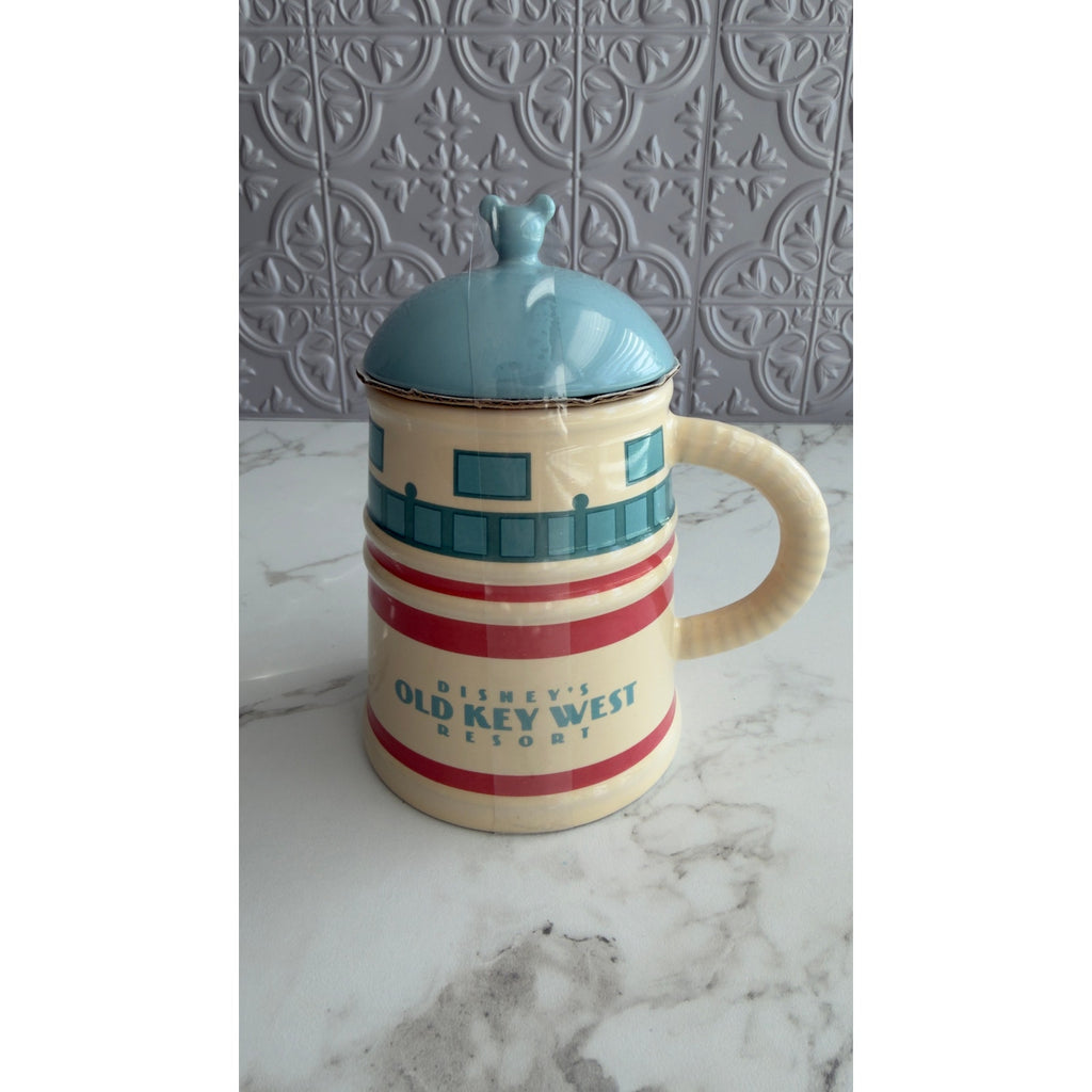 Disney Parks Old Key West Resort Lighthouse Ceramic Lidded Coffee Mug NEW