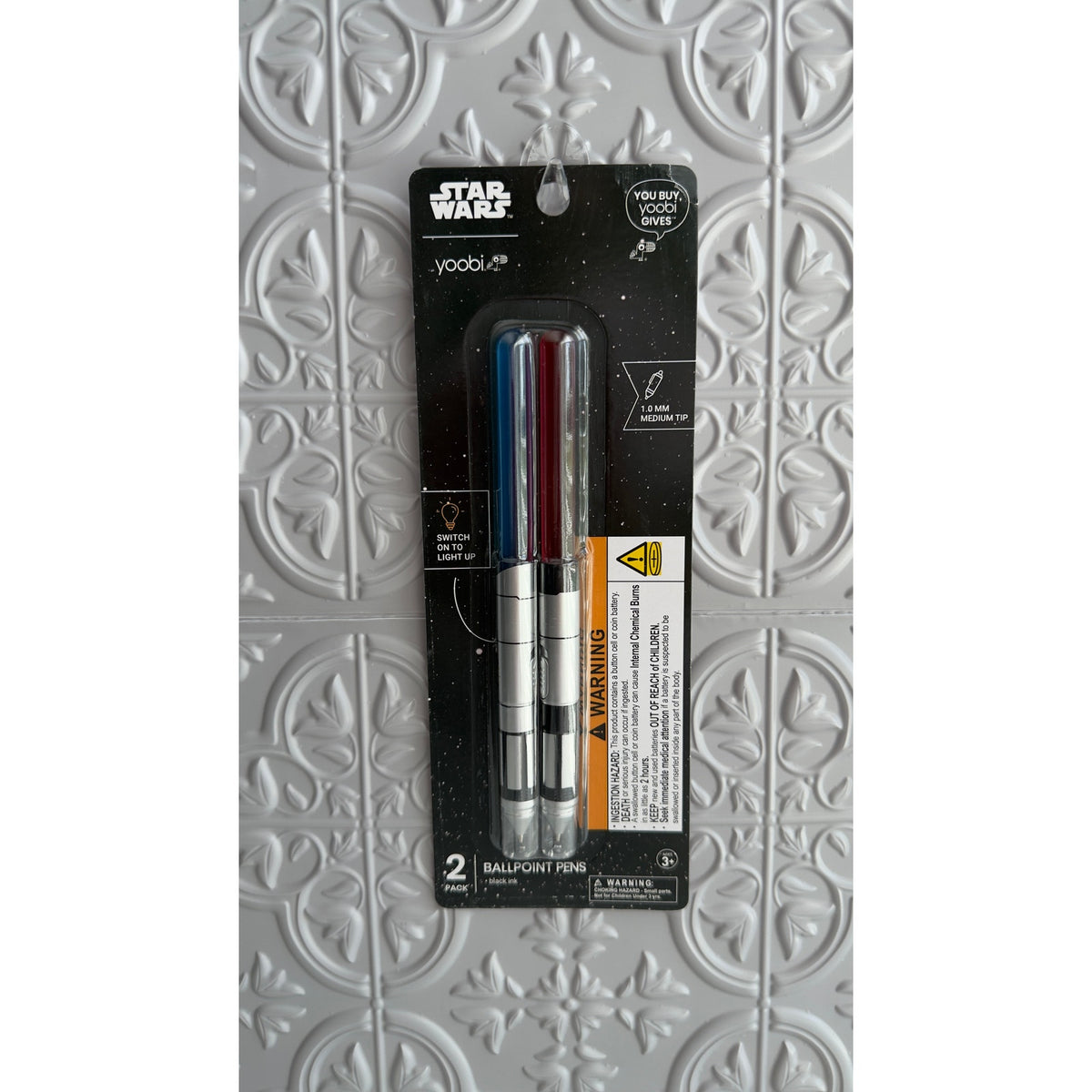 Yoobi Star Wars Light-Up Lightsaber Ballpoint Pens 2-Pack – Red & Blue NEW