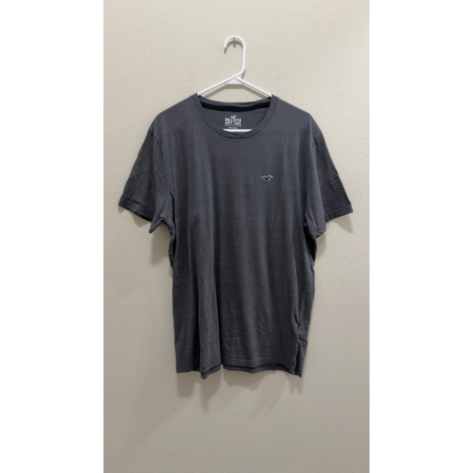Hollister Must-Have Cotton Icon Crew Tee 2-Pack Size XL Grey & Black