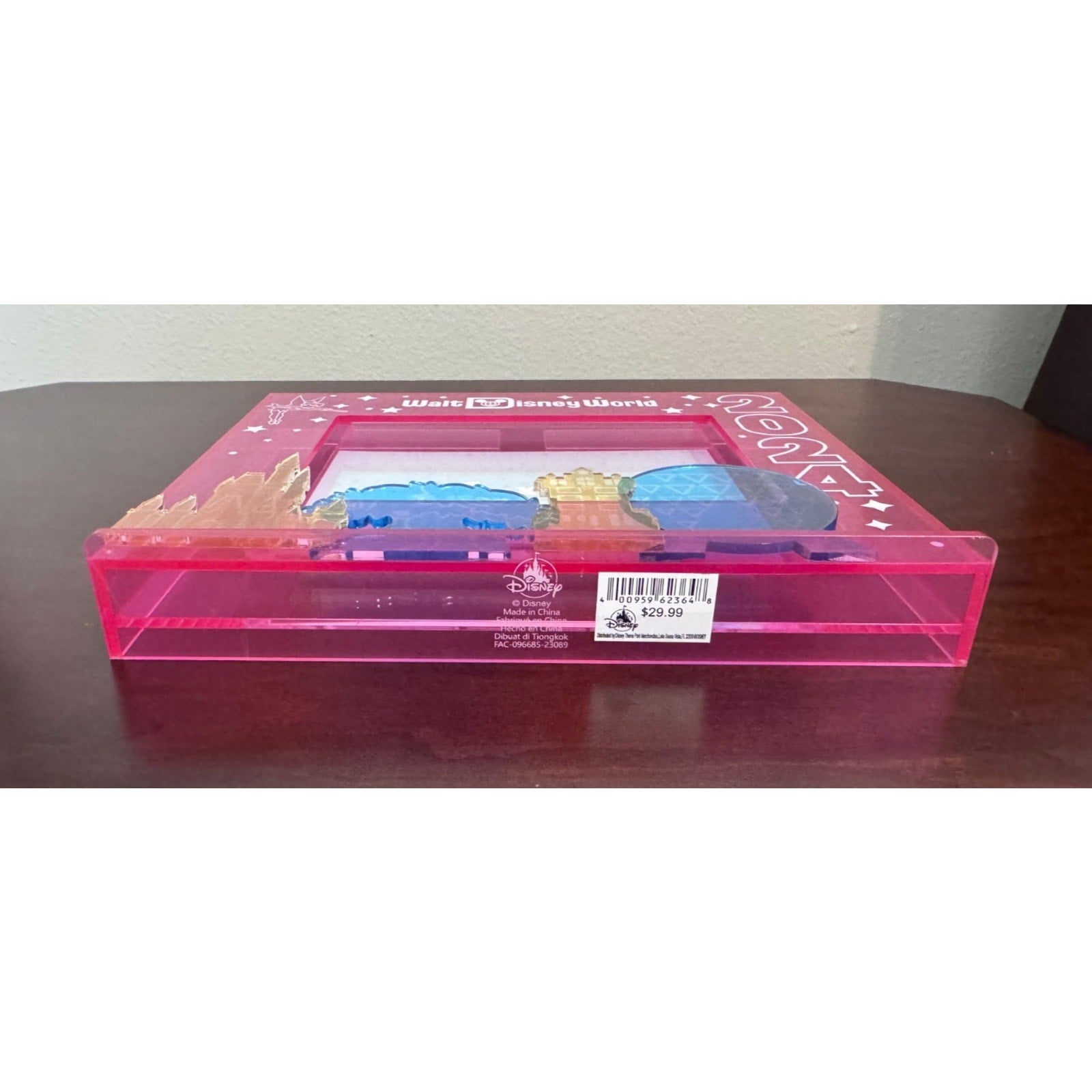 Disney Parks Walt Disney World 2024 Pink Acrylic 4 Parks Photo Frame 4x6 NWT