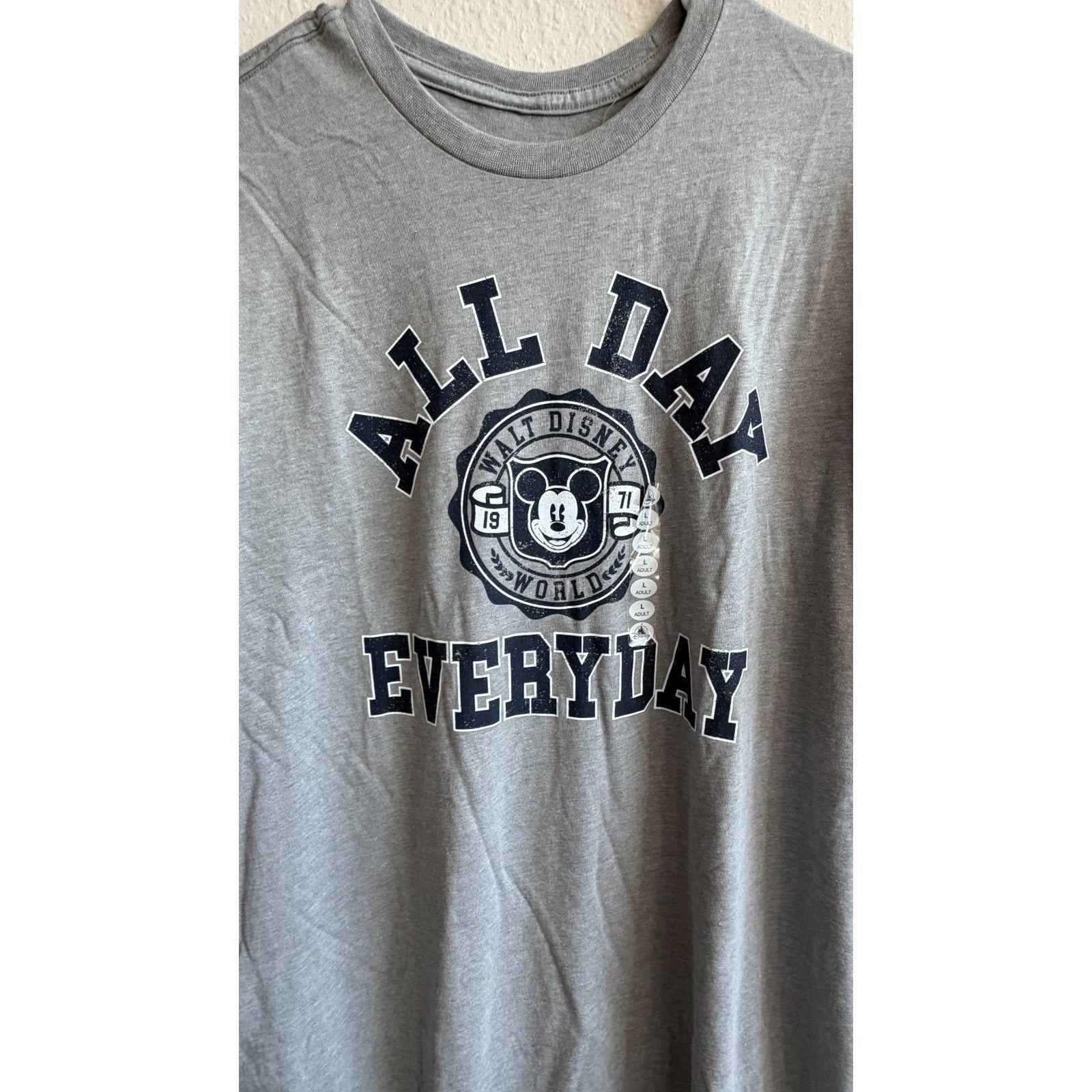 NEW Disney Parks Mickey Mouse "All Day Everyday" Tee - Adult Large