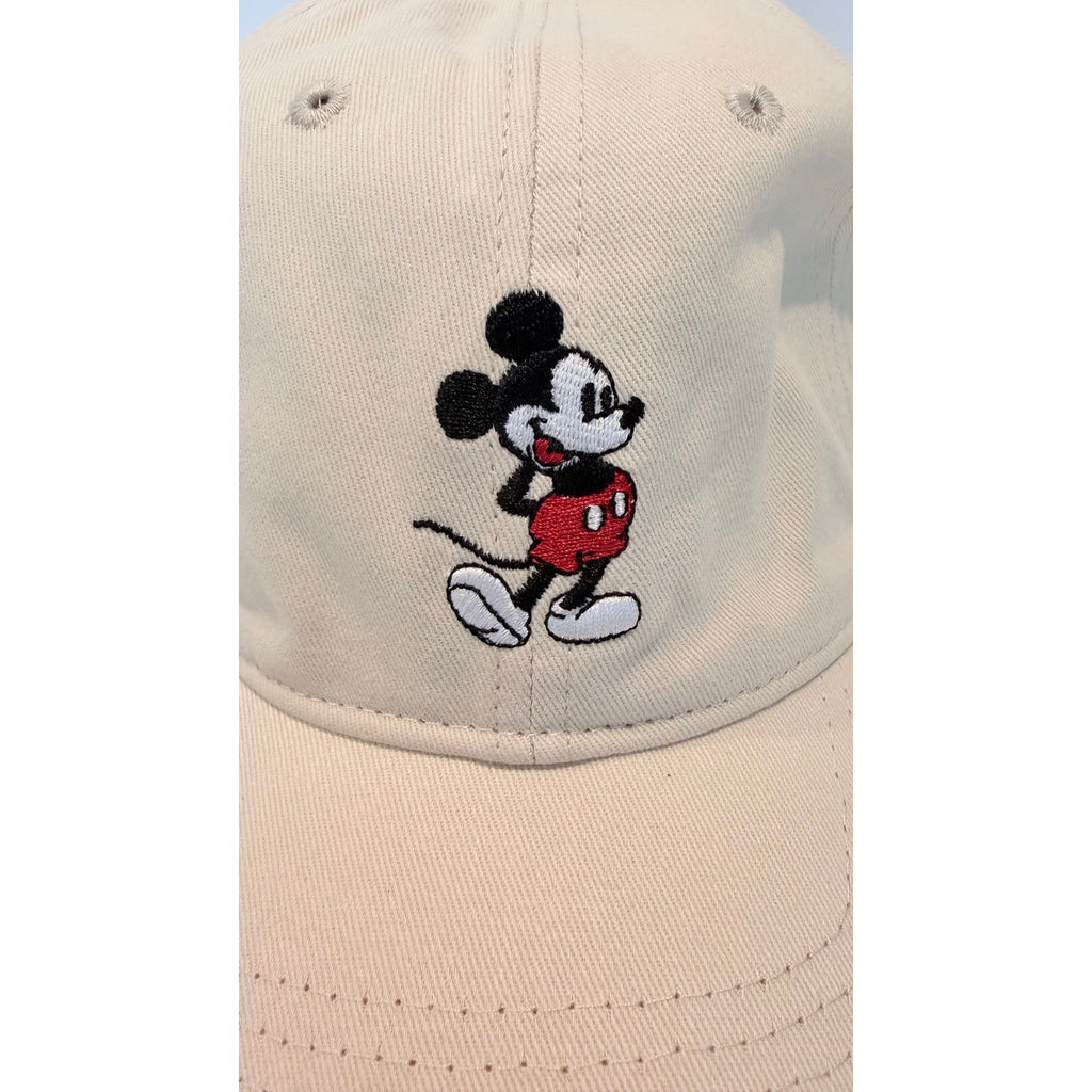 NEW Disney Mickey Mouse Cream Embroidered Adjustable Dad Hat