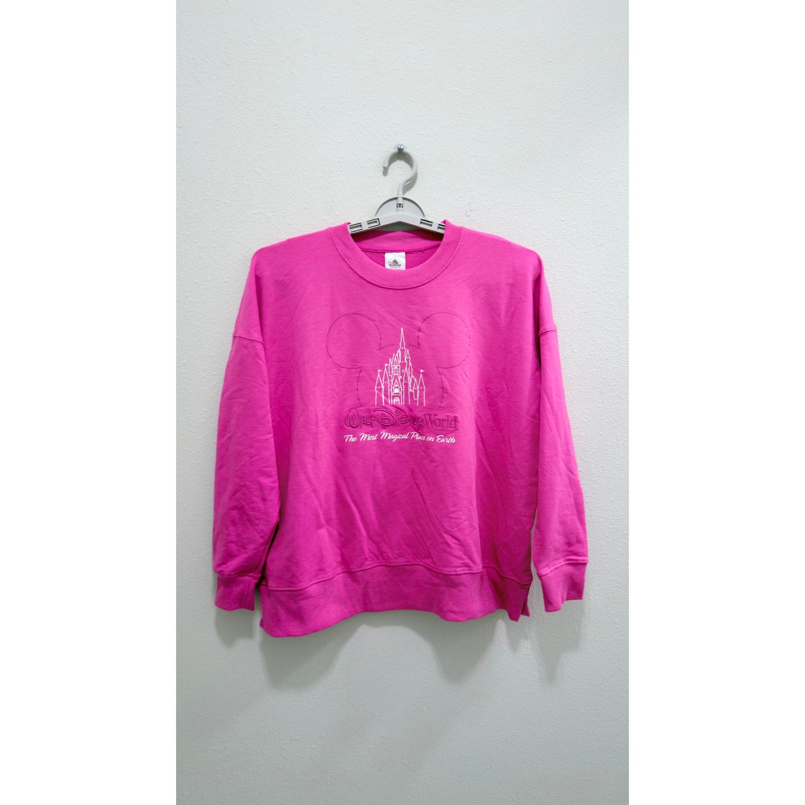 Walt Disney World The Most Magical Place on Earth Hot Pink Sweatshirt Large NWT