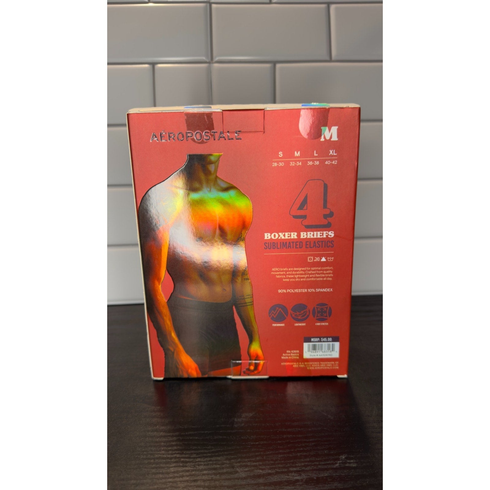 Aeropostale Boxer Briefs 4 Pack Performance Sublimated Elastic Men's Medium NEW