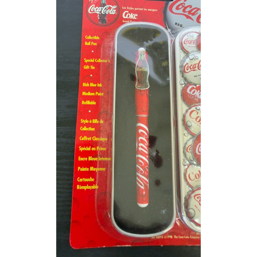 Coca-Cola Collectible Ceramic Roller Ball Pens with Bottle Cap Gift Tin