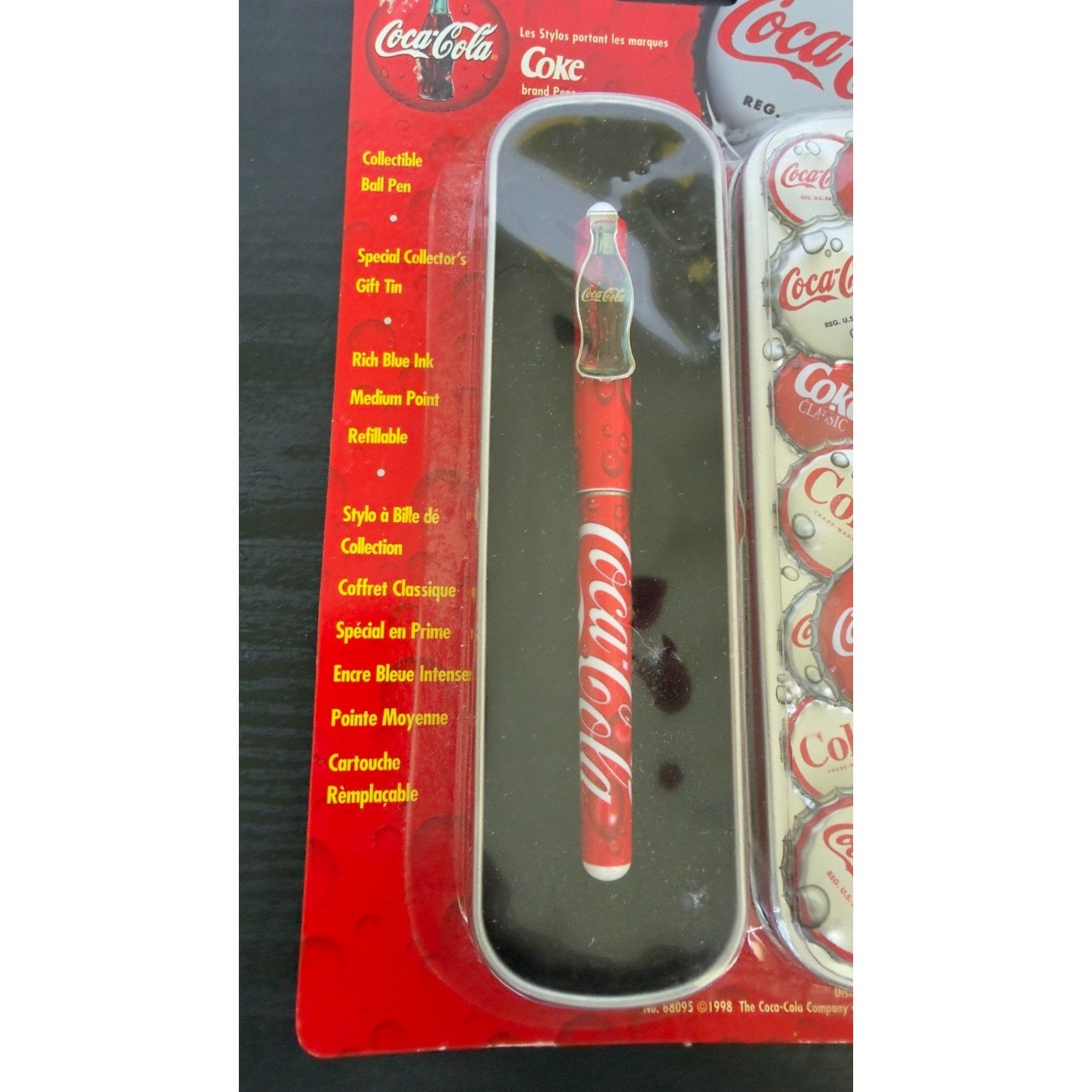 Coca-Cola Collectible Ceramic Roller Ball Pens with Bottle Cap Gift Tin