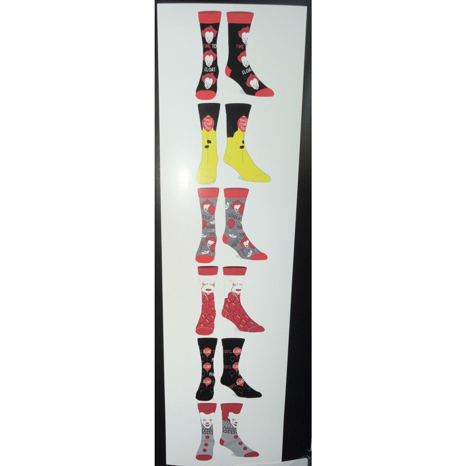 Stephen King's IT Men's Crew Socks 6-Pack - Size 8-12 NEW