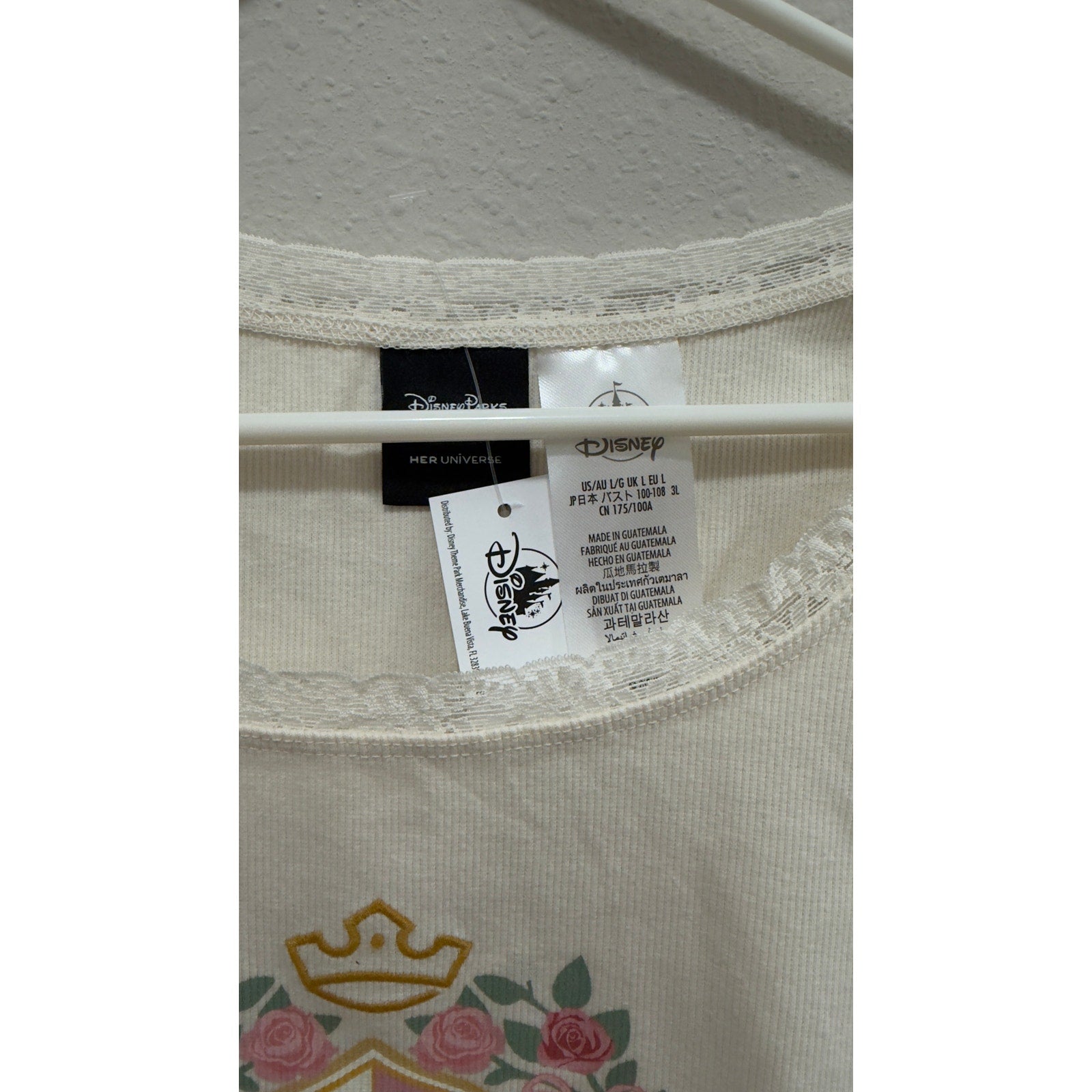 Disney Parks Her Universe Princess Long Sleeve Ribbed Crop Top Shirt Large NWT