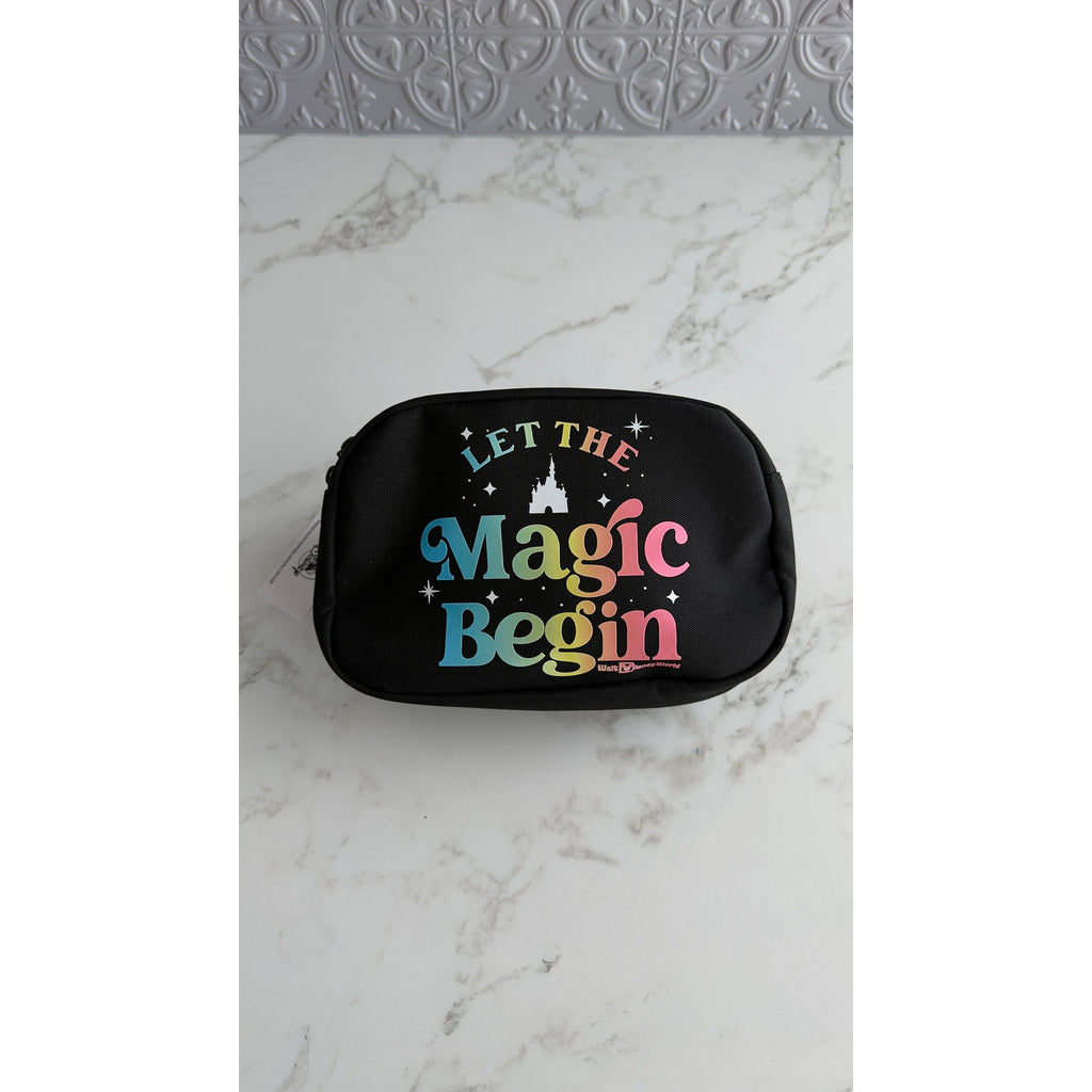 Disney Parks Walt Disney World Let The Magic Begin Hip Pack Belt Bag Black NEW