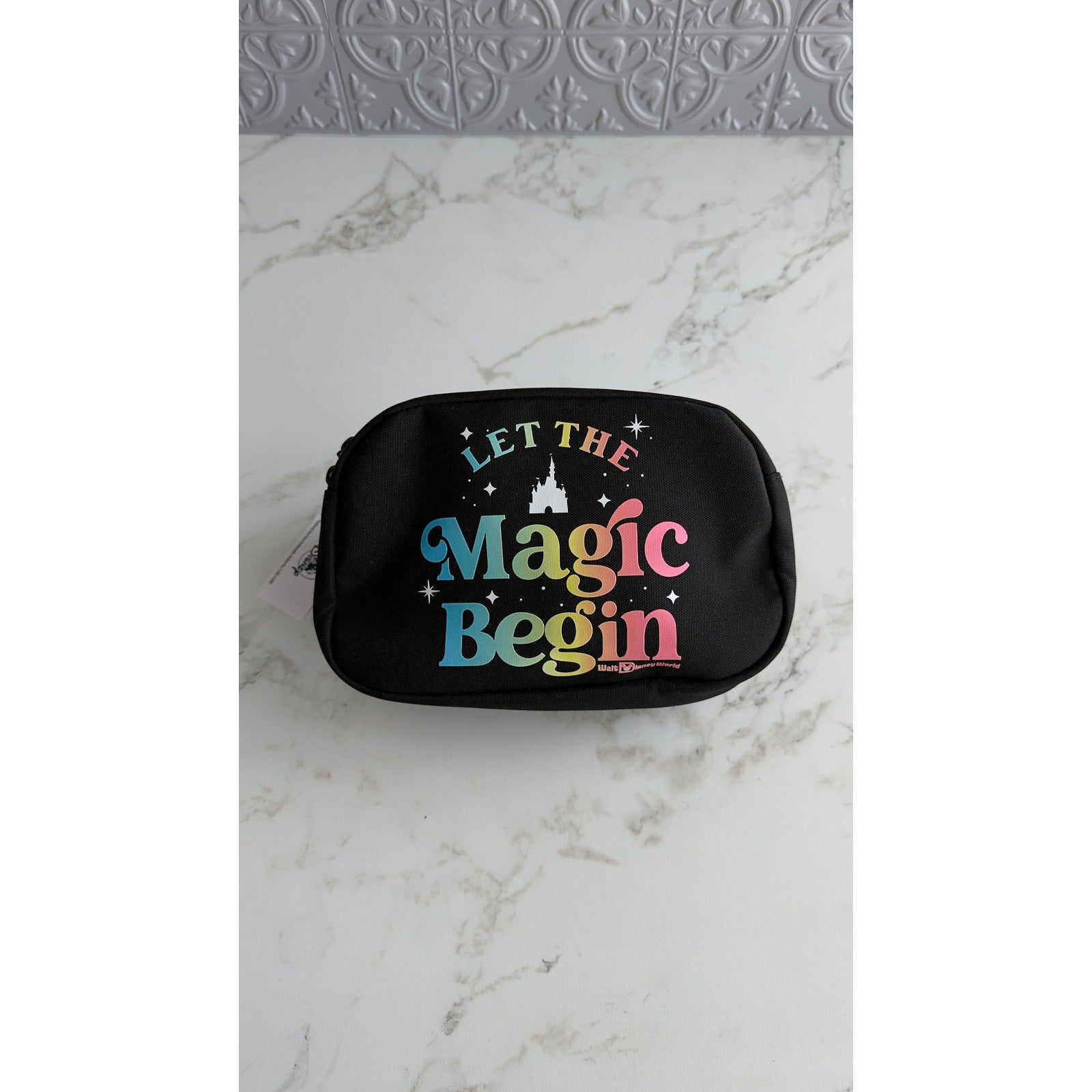 Disney Parks Walt Disney World Let The Magic Begin Hip Pack Belt Bag Black NEW