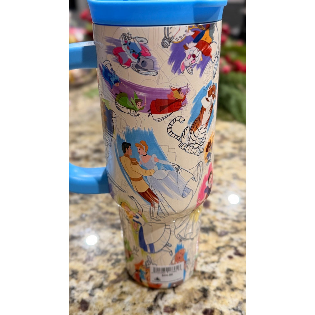 Disney Parks Sketchbook 30oz Stainless Steel Tumbler Classic Characters NWT